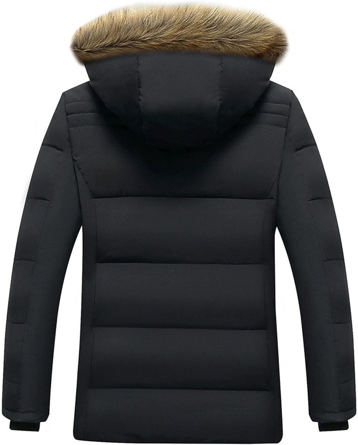 JEKE-DG Men's Thicken Fur Hooded Stylish Puffer Jacket Warm Casual Windproof Down Coat Full Zip Ski Winter Bubble Coat