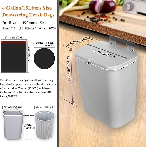 Miniatura 4 de Wodeka Contenedor de compost de cocina con tapa, 2.4 galones y 225 unidades, 4 galones, con cordón, para colgar, para armario, baño, campamento,