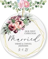 Vista 22 de Adorno personalizado para casados, adornos de Navidad, adorno de compromiso, adorno de boda, regalos de boda, regalos de boda, regalos