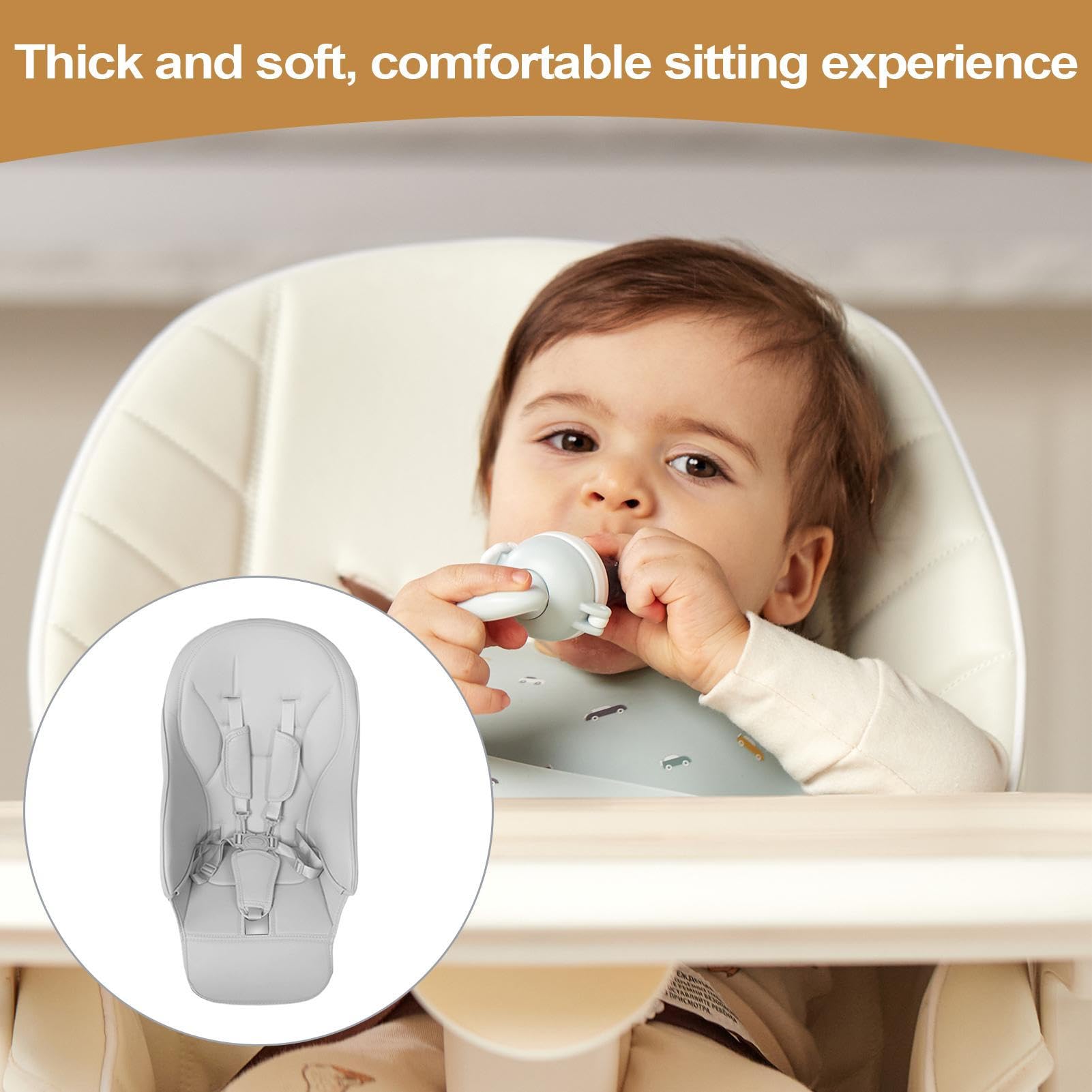 Générique Housse De Chaise Haute Bébé,Housses De Protection en Cuir PU pour Siège Repas | Coussin Confortable Et Accessoire Sécurisé pour Filles Garçons Petits-