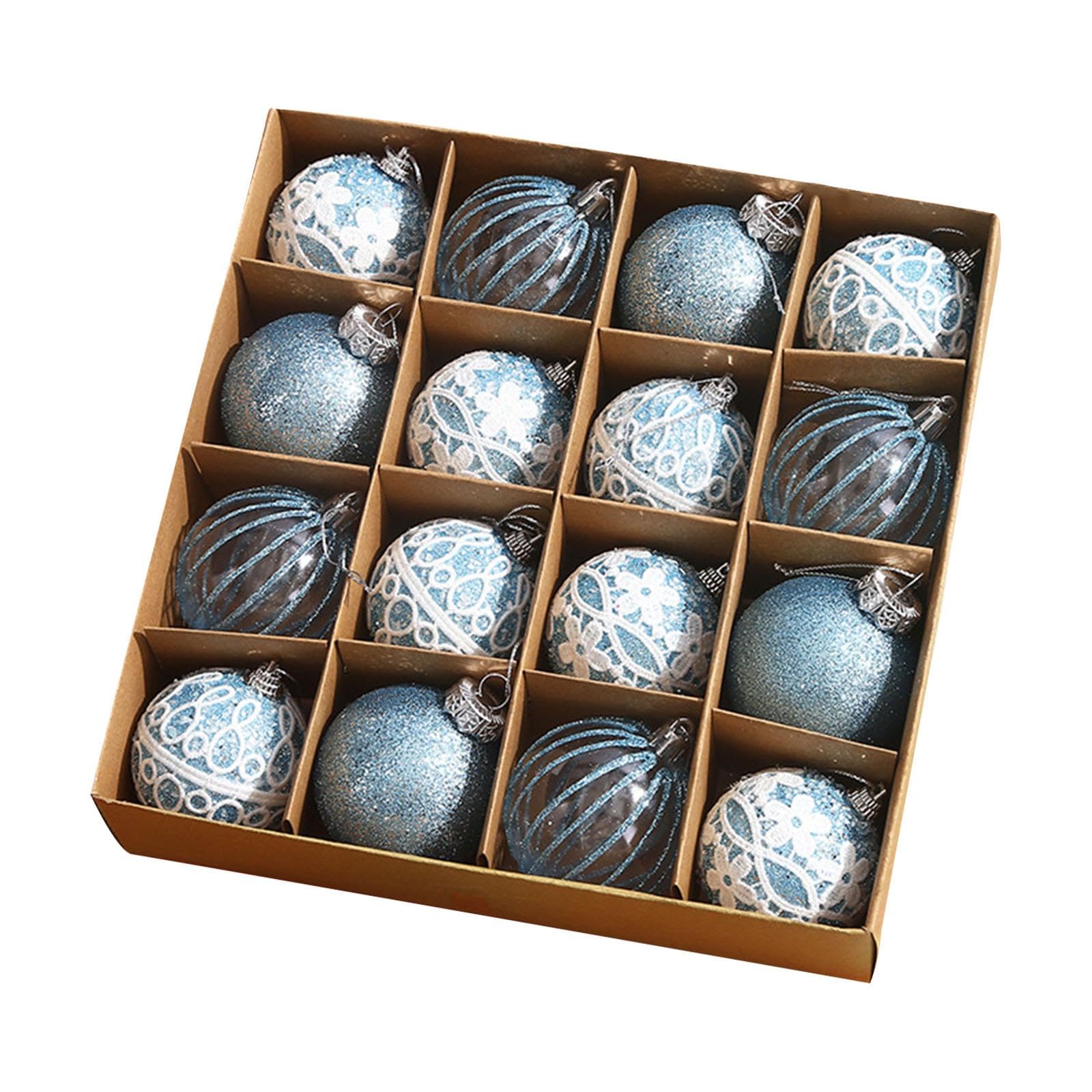 Décorations pour Sapin de Noël Bleu Coffret 16 Boules