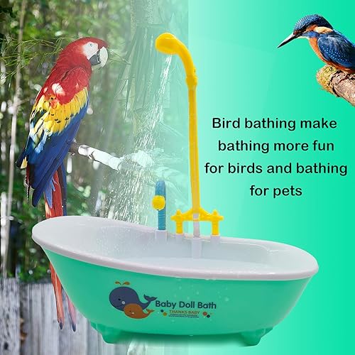 Miniatura 5 de Tina automática Parrot con ducha, bonita bañera duradera para pájaros, fuente de baño para pájaros pequeños y medianos, cacatúas, periquitos