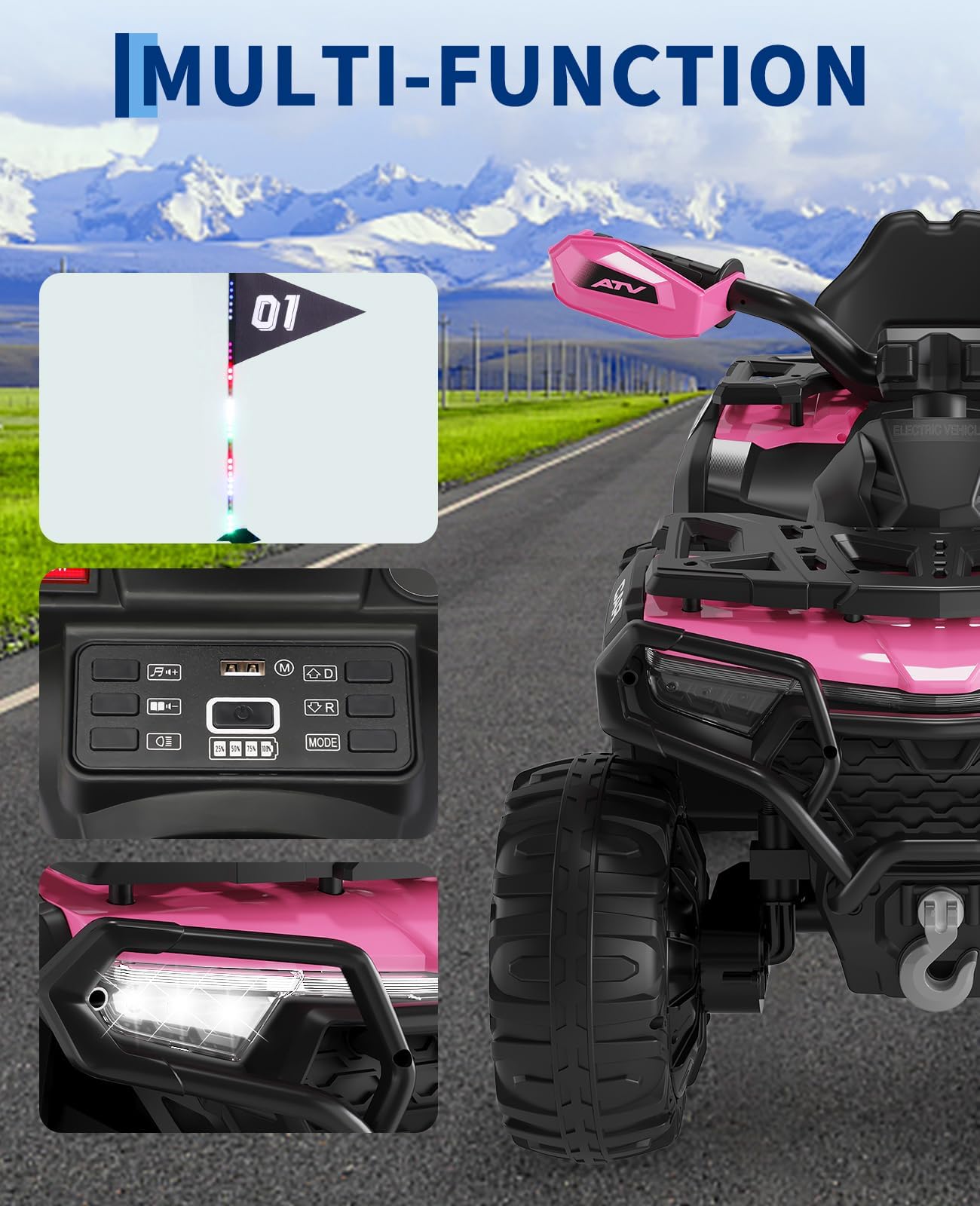 Quad Électrique Enfant 12V ATV Tout-Terrain avec Télécommande Parentale