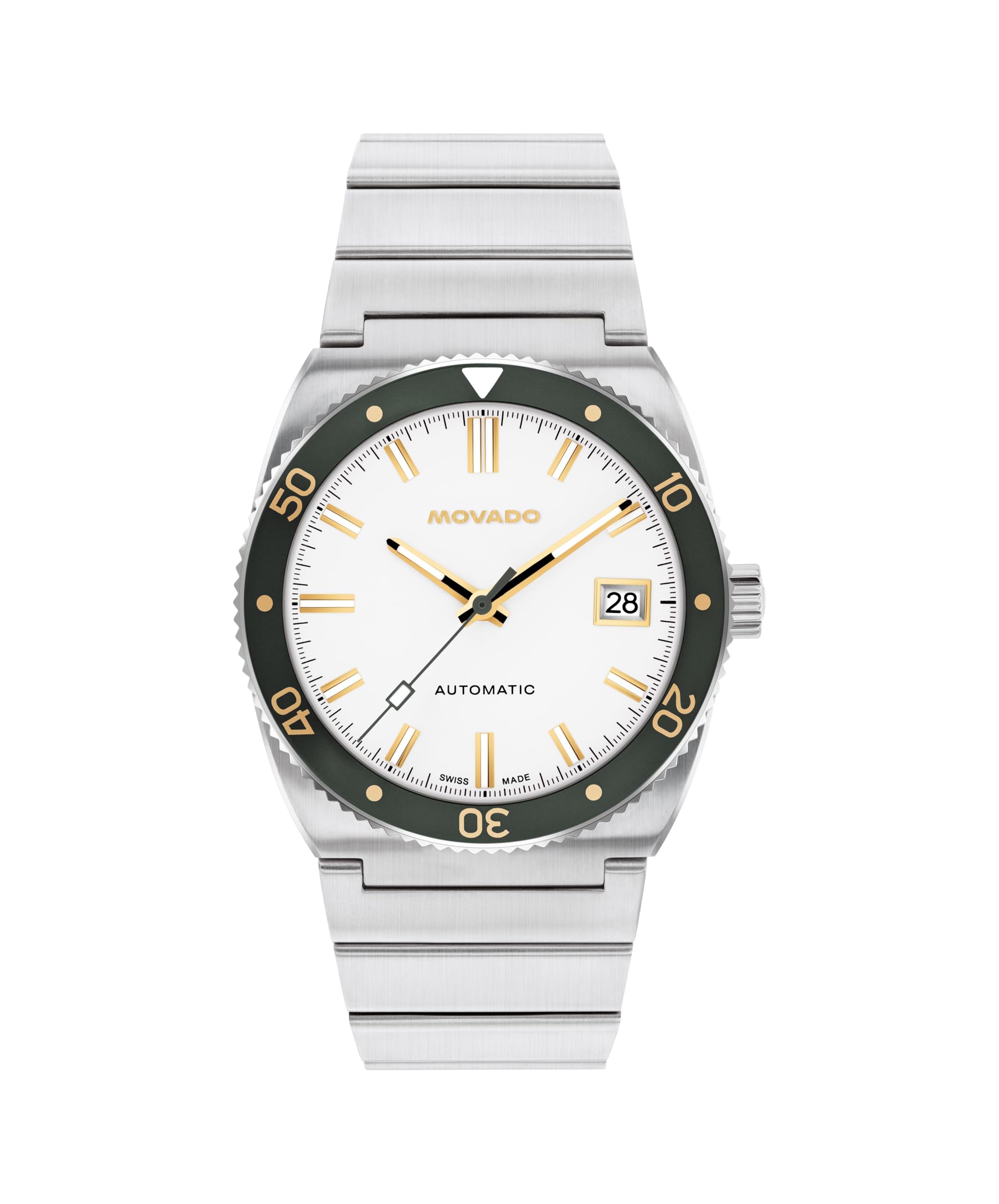 Movado Heritage Ondoplan Men's Watch - Swiss Automatic, Self-Winding, Link Bracelet - Classic, Modern Luxury Fashion Timepiece for Him - 39mm