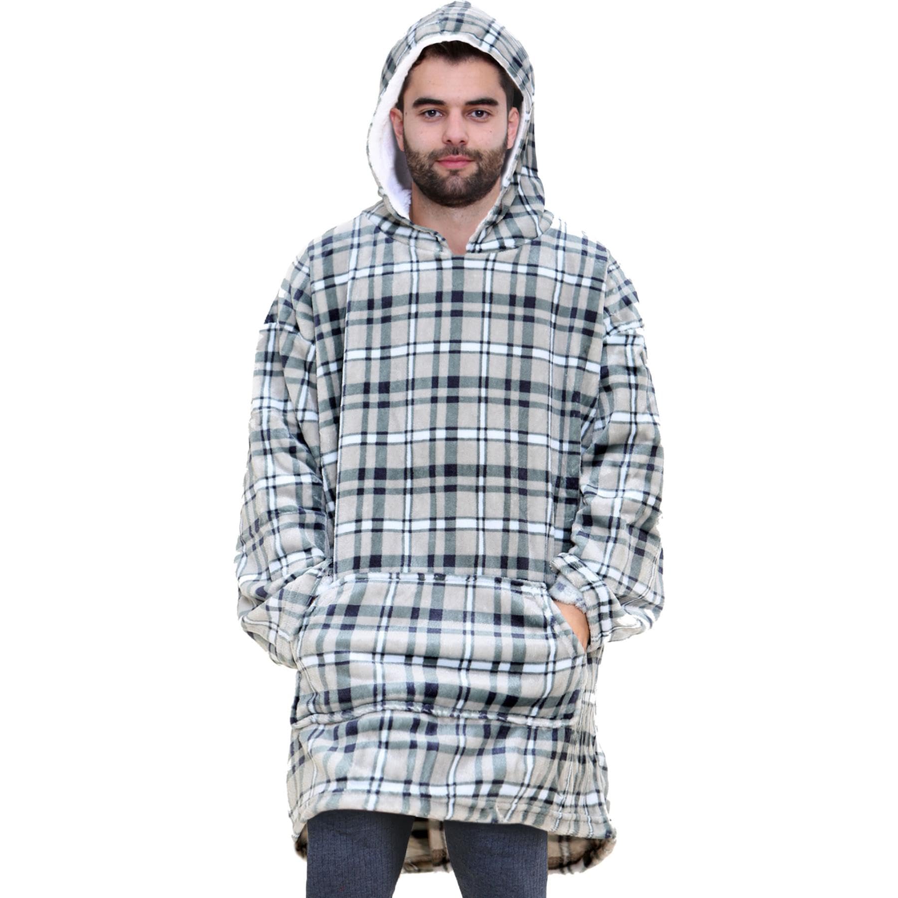 A2Z Oversized Hooded Blanket Wearable Fleece Snuggle Poncho One Size UK Grey