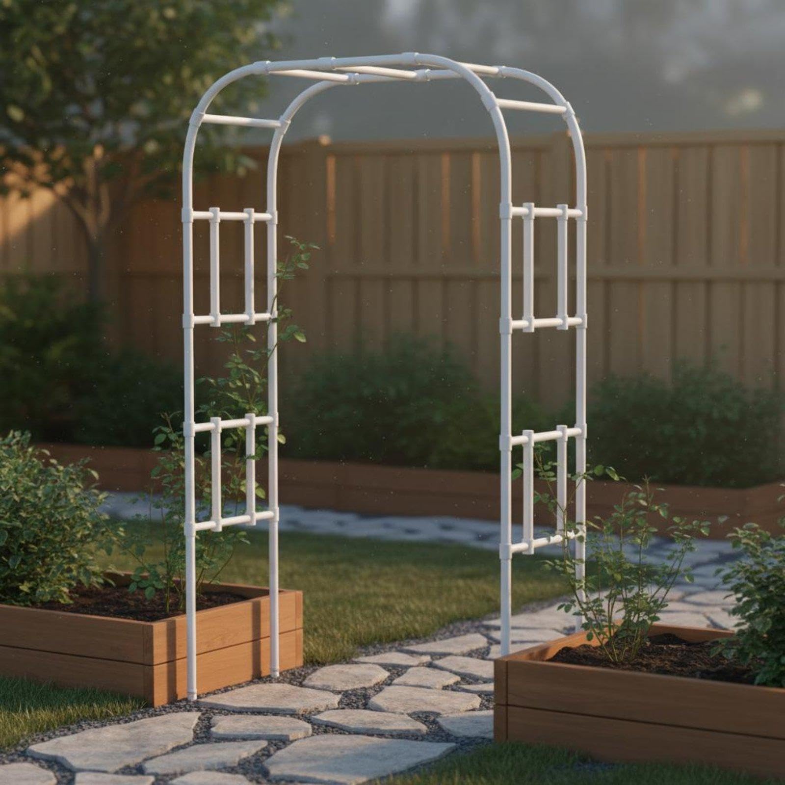 Garden Arch Trellis Coated Steel Climbing Plant Archway Weather-Resistant Rose Arch Frame for Gardeners, DIY Enthusiasts, Balcony, Yard, Patio W2.1*h2.4m White-image-29