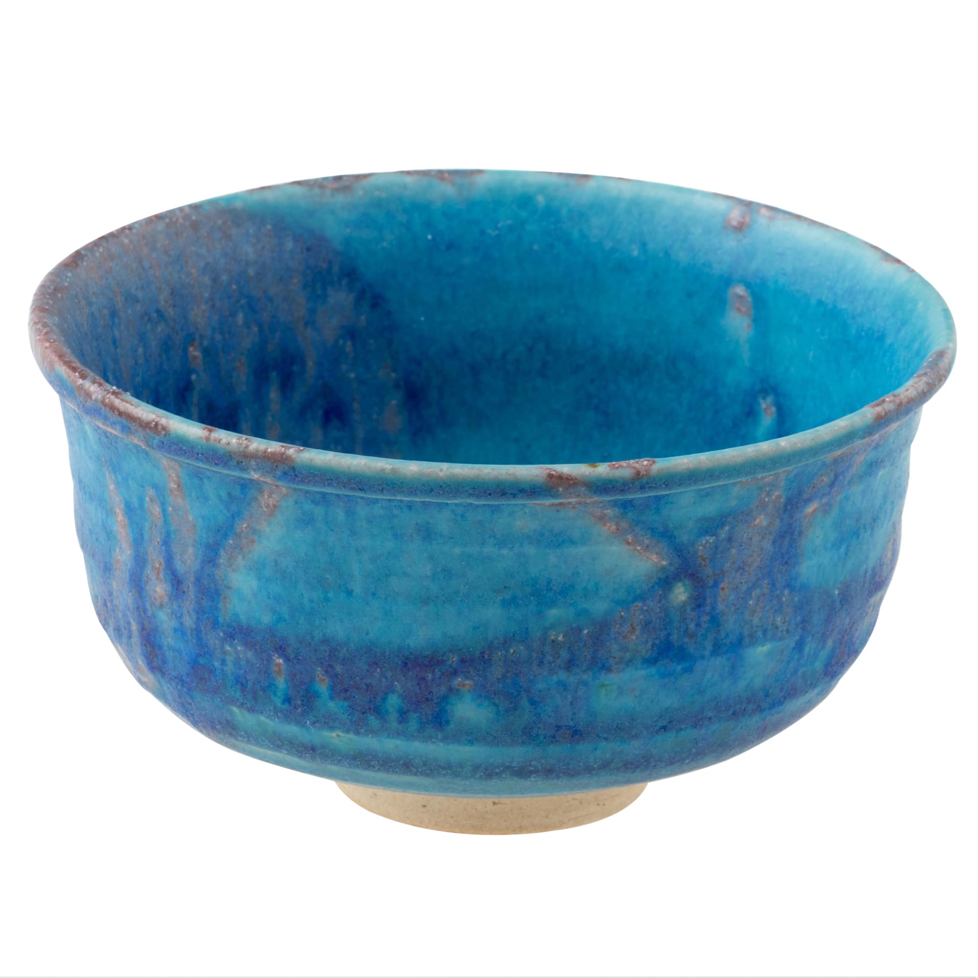Marui Pottery 3-4121 Shigaraki Pottery Hechimon Matcha Rice Bowl, Diameter 5.5 inches (14 cm), Dewgrass Blue