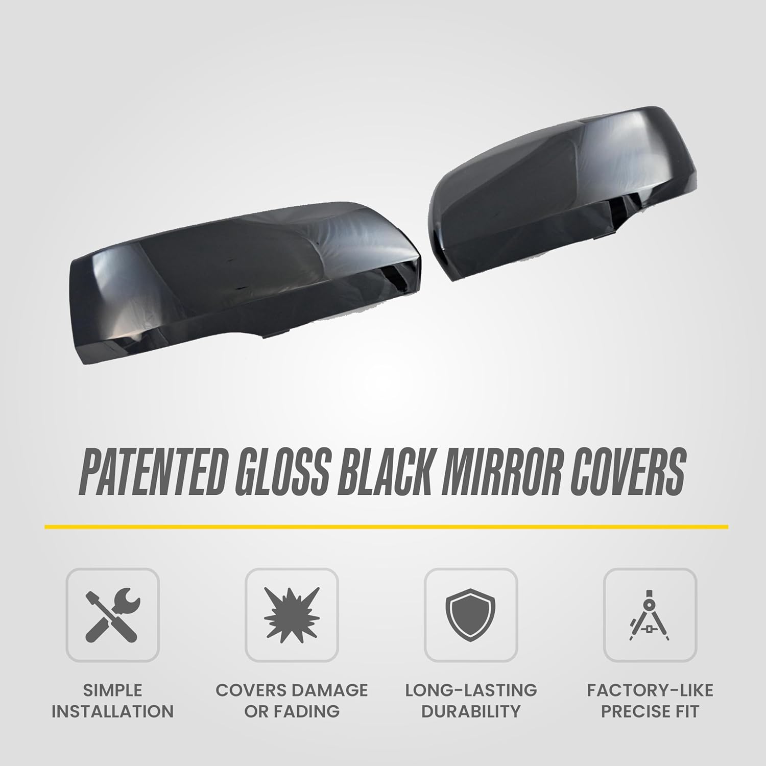 Trim Illusion Gloss Black Car Side Rear View Mirror Cover Caps Overlay Trim Compatible with Jeep Grand Cherokee/L 2022-2024, MC6348BLK