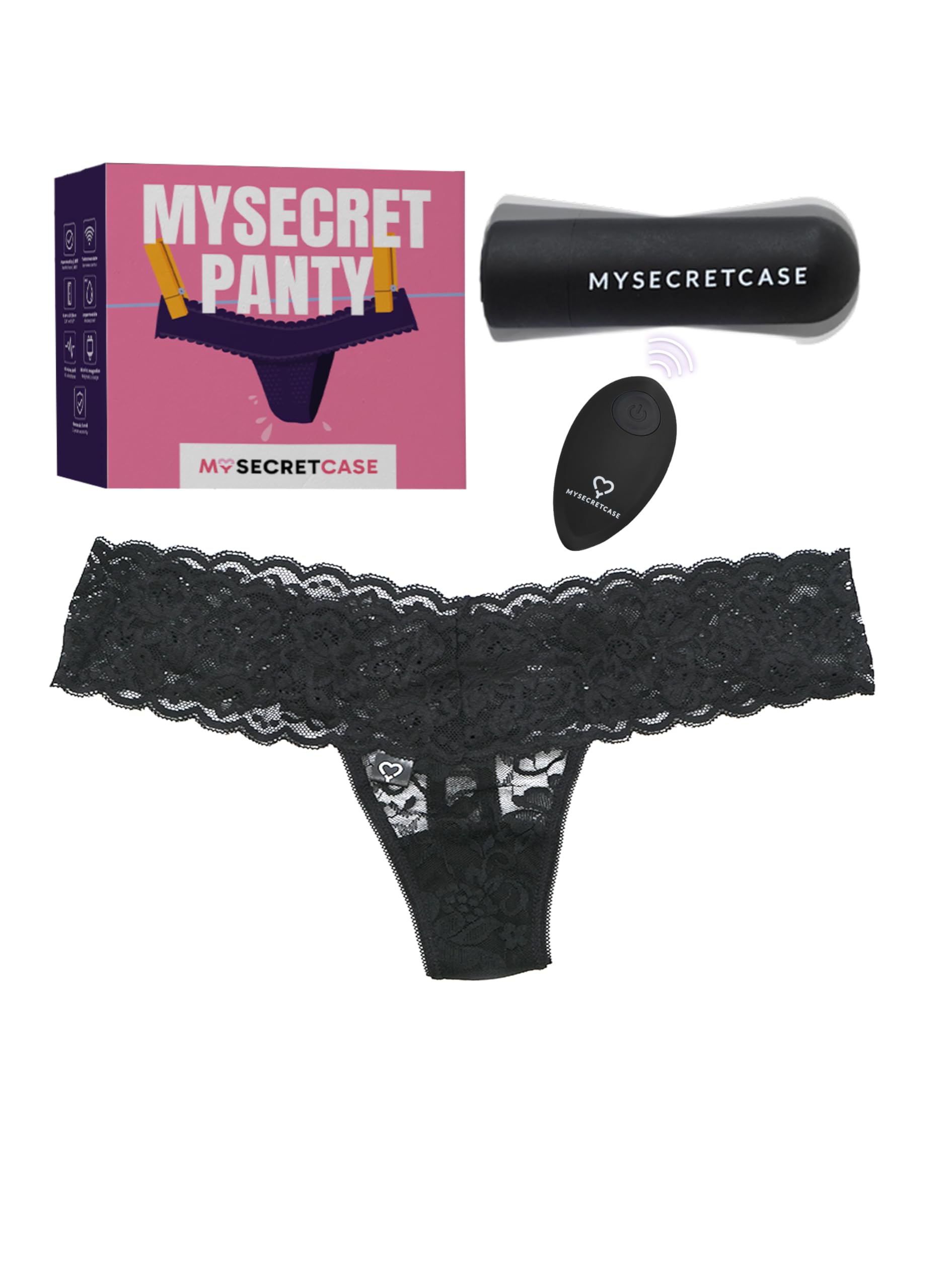 MySecretCase Mutandine Vibranti con Telecomando - Vibratoreper Donna Professionale, Sextoys Coppia, Vibratore Clitoride Femminile, Stimolatore Vibrante Donne Piccolo, Mutande Sexy a distanza (S/M)