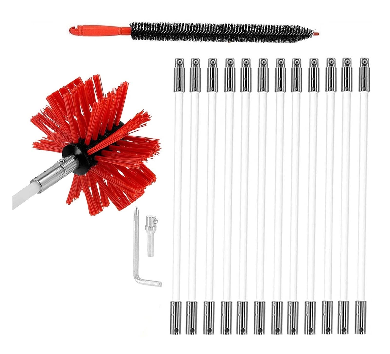Kit De Deshollinador De Chimenea, Kit De Limpieza De Conductos De Aire, Kit De Cepillo De Limpieza De Chimenea Flexible, Kit De Limpiador De Ventilación De Secadora De Nailon Kit de limpieza de chimen