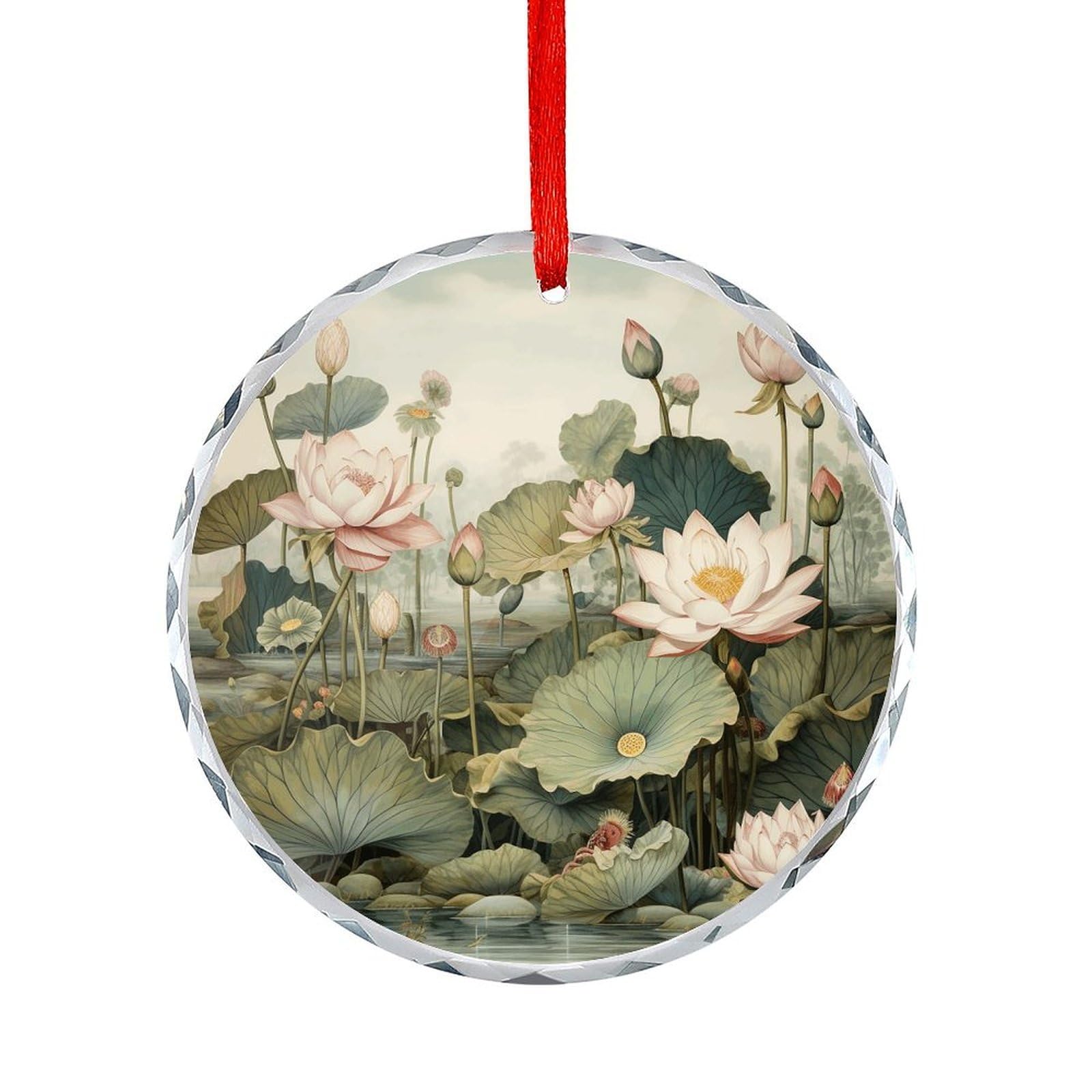 Btcowzrv Style Hand Drawn Flower Round Ornament Hanging Pendant Decor