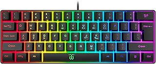 Snpurdiri K60 60% Gaming Keyboard, 61 Keys Multi Color RGB Illuminated LED Backlit Wired, Waterproof Mini Compact 60 percent keyboard, for PC/Mac Gamer, Typist, Travel