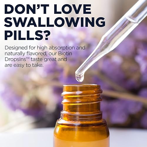 Miniatura 5 de KAL Suplemento Ultra Biotin DropIns de 10000 mcg  Fórmula de crecimiento saludable del cabello  Salud de la piel y apoyo fuerte para las uñas  Sabor