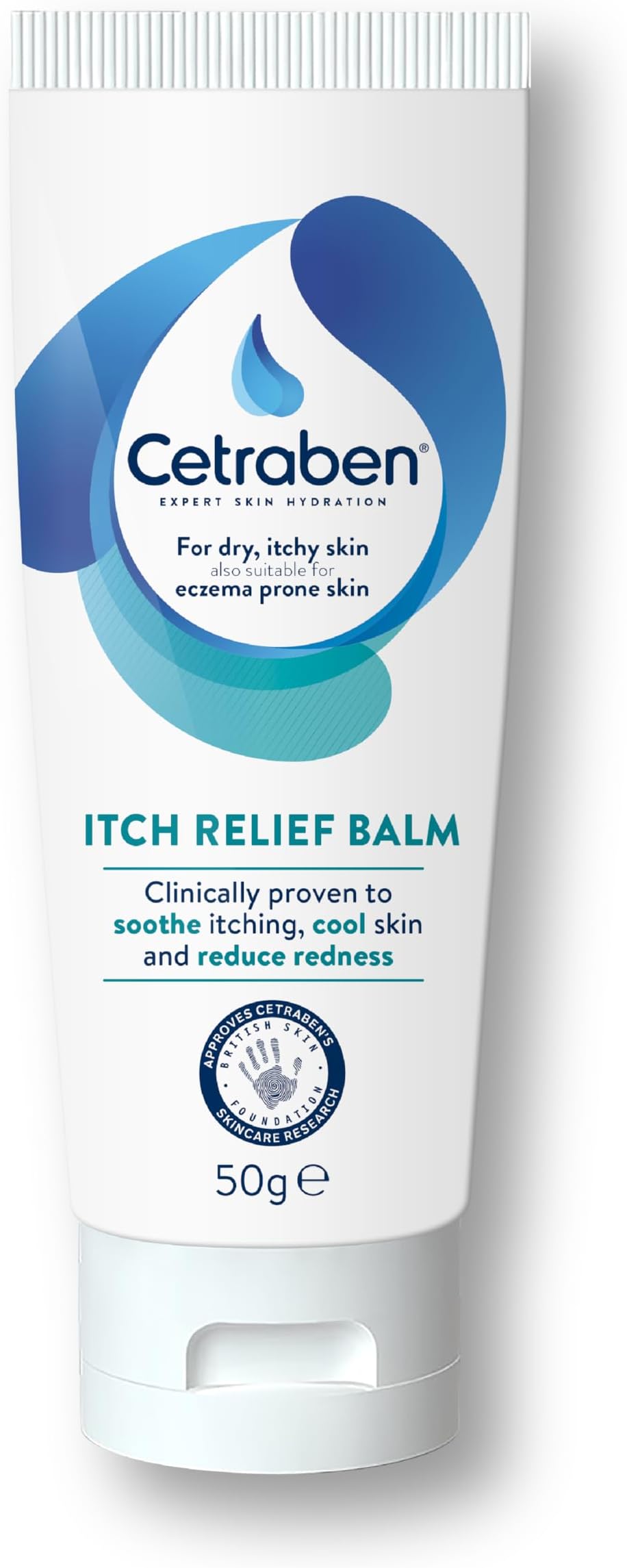 Cetraben Itch Relief Balm, For Dry, Itchy, Sensitive and Eczema-Prone Skin, Clinically Proven to Soothe Itching, Cool Skin, and Reduce Redness. Relieves Flare-Up Patches, Fragrance Free, 1 x 50 ml