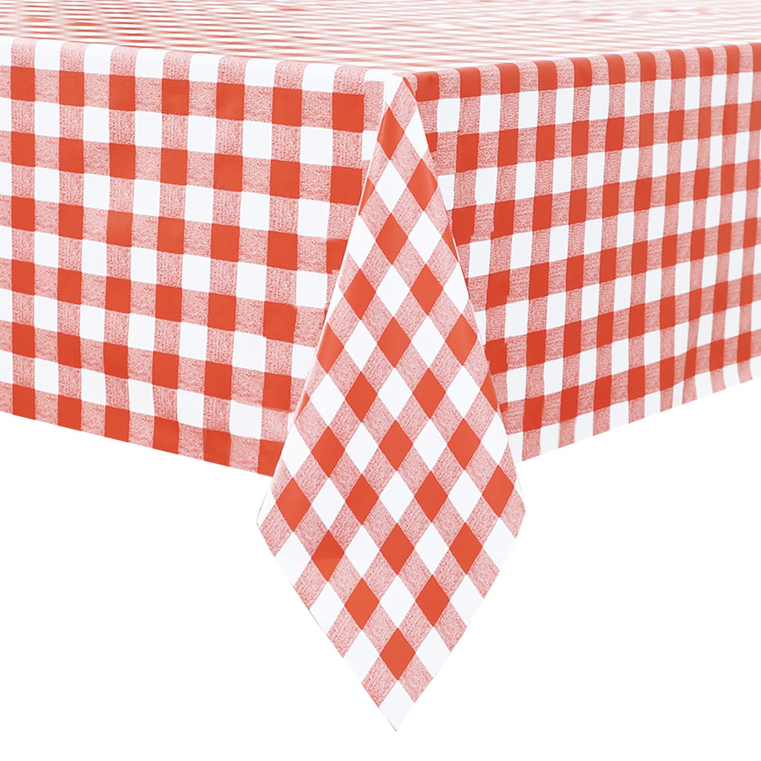 Romanstile Gingham PVC Table Cloth Rectangle 140x240 cm Tablecloths Wipeable Plastic Tablecloth Waterproof Vinyl Table Cover for Outdoor Party Birthday Picnic Spring Summer,55x94 inch, Red and White
