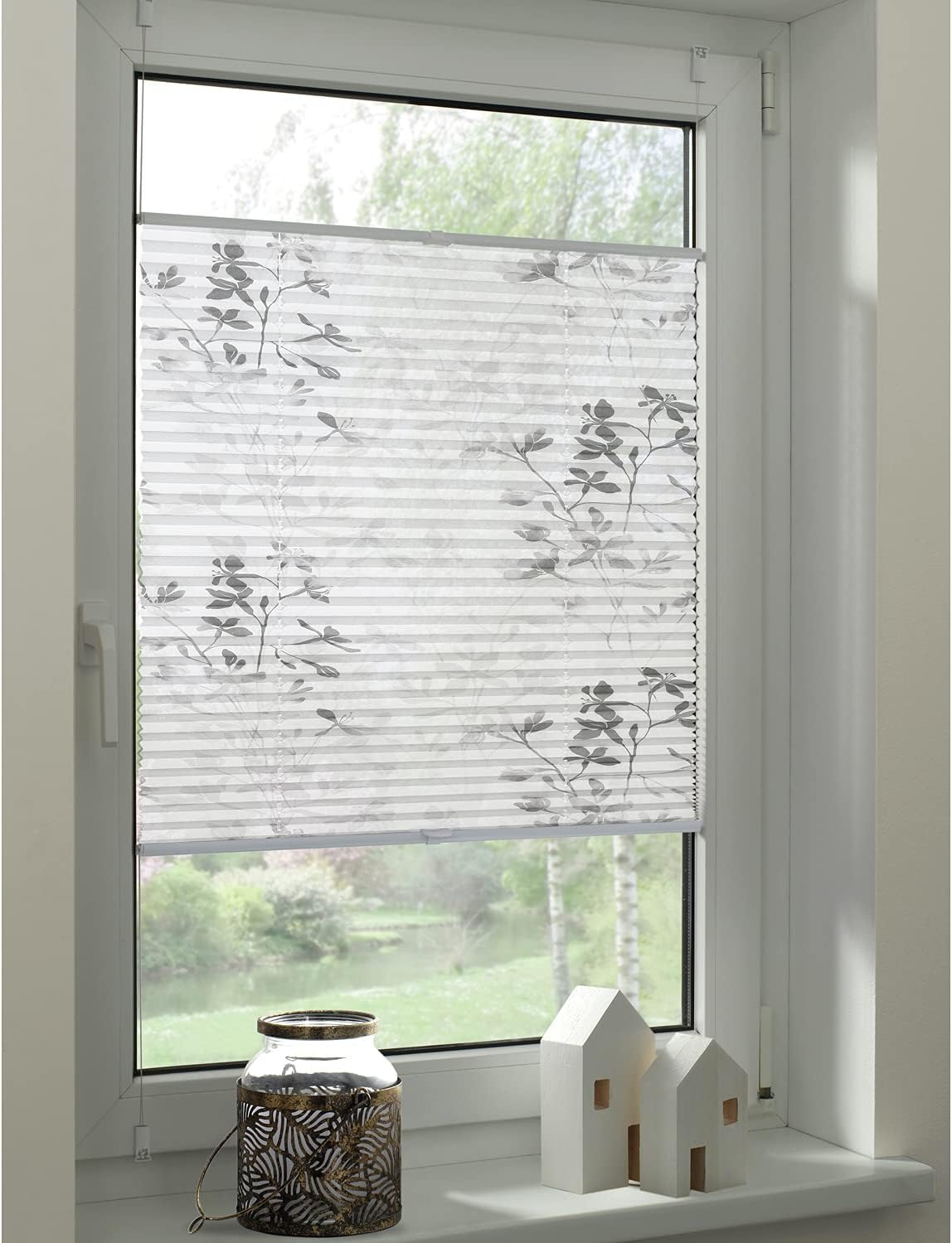 GARDINIA 2er-Set Plissee ohne Bohren, Blickdicht, Lichtdurchlässig, Einfach in der Breite kürzbar, Bella Falt-Plissee, Weiß, 60 x 130 cm BZW. 70 x 130 cm (BxH)
