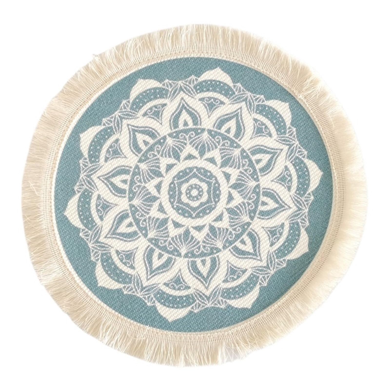 2pcs Bohemian Style Circular Placemat - Cotton Thread Woven with Tassels for Decor(Color 10,33cm)