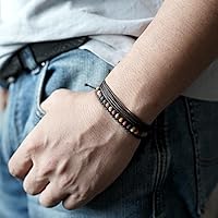 Vista 378 de Handmade Natural Stone Beaded Healing Bracelet Gift for Men Adjustable Rope String Bracelet