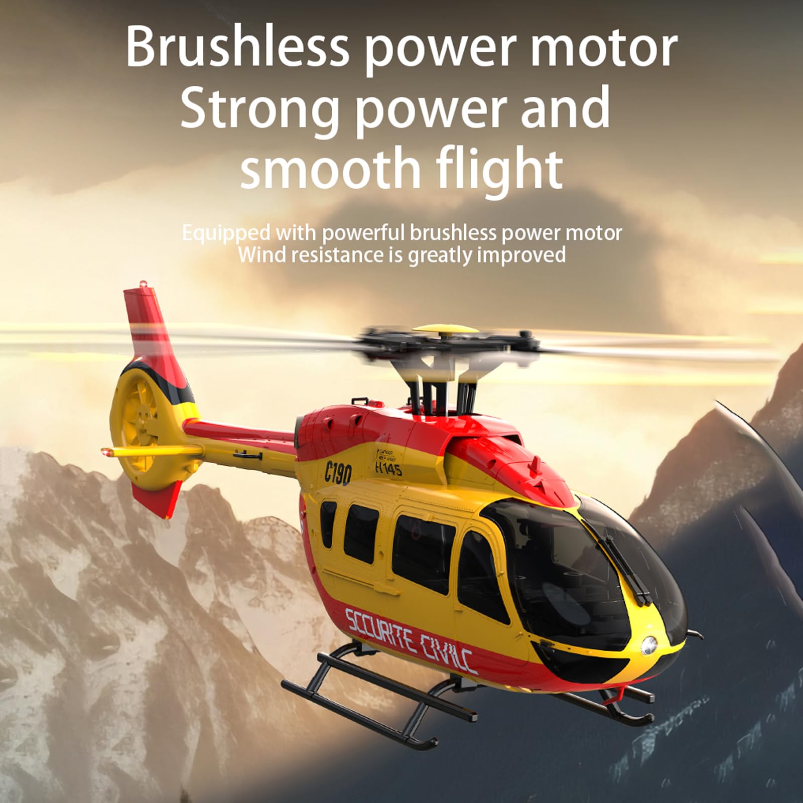Hylukon Op afstand bestuurde helikopter, 2,4 GHz RC helikopter helikopter met dubbele borstelloze motor, 4 kanalen, optische stroompositionering, zesassige gyroscoopstabilisatie
