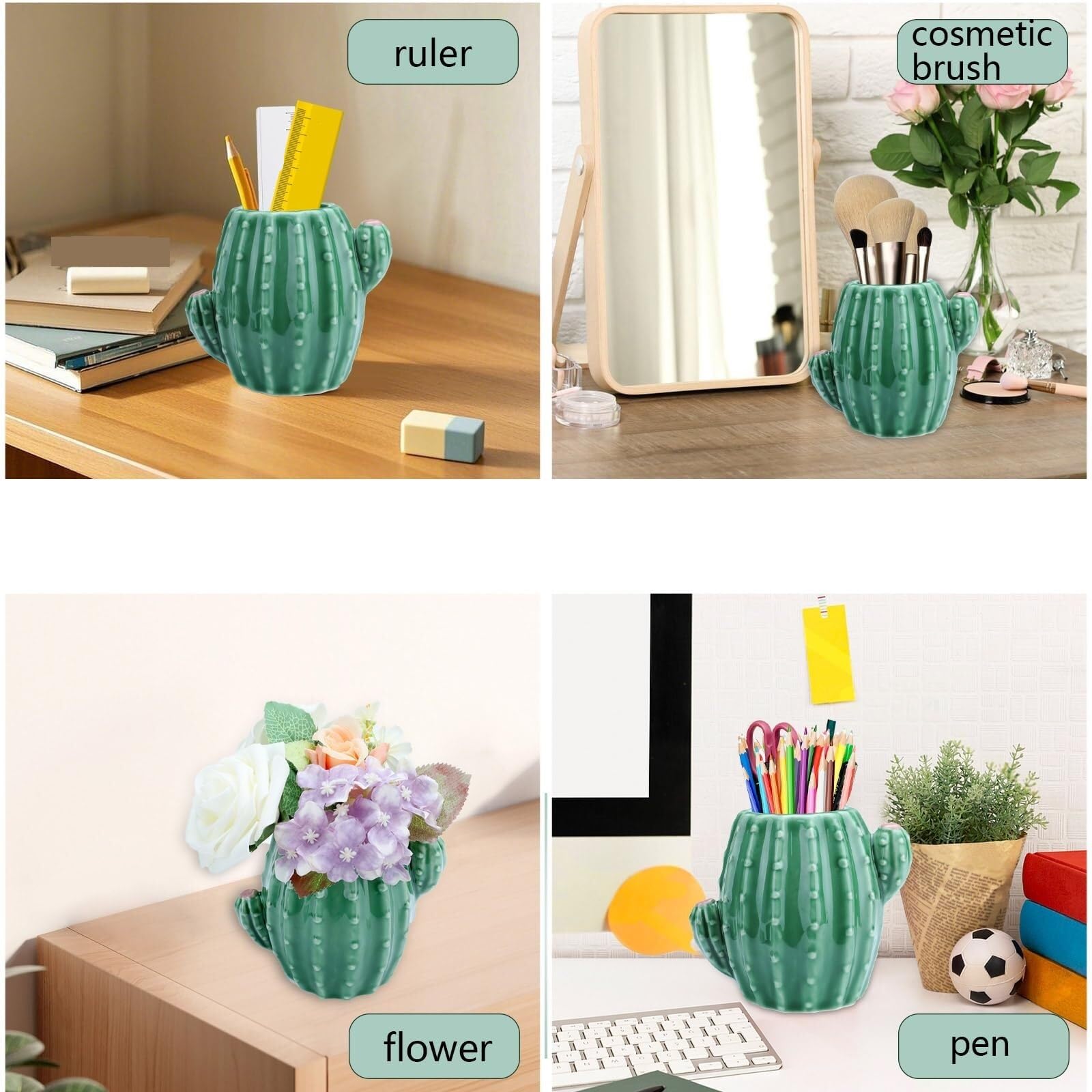 Portapenne da Scrivania Portapenne in Ceramica A Forma di Cactus for Riporre E Decorare Ufficio Casa Scuole Uffici