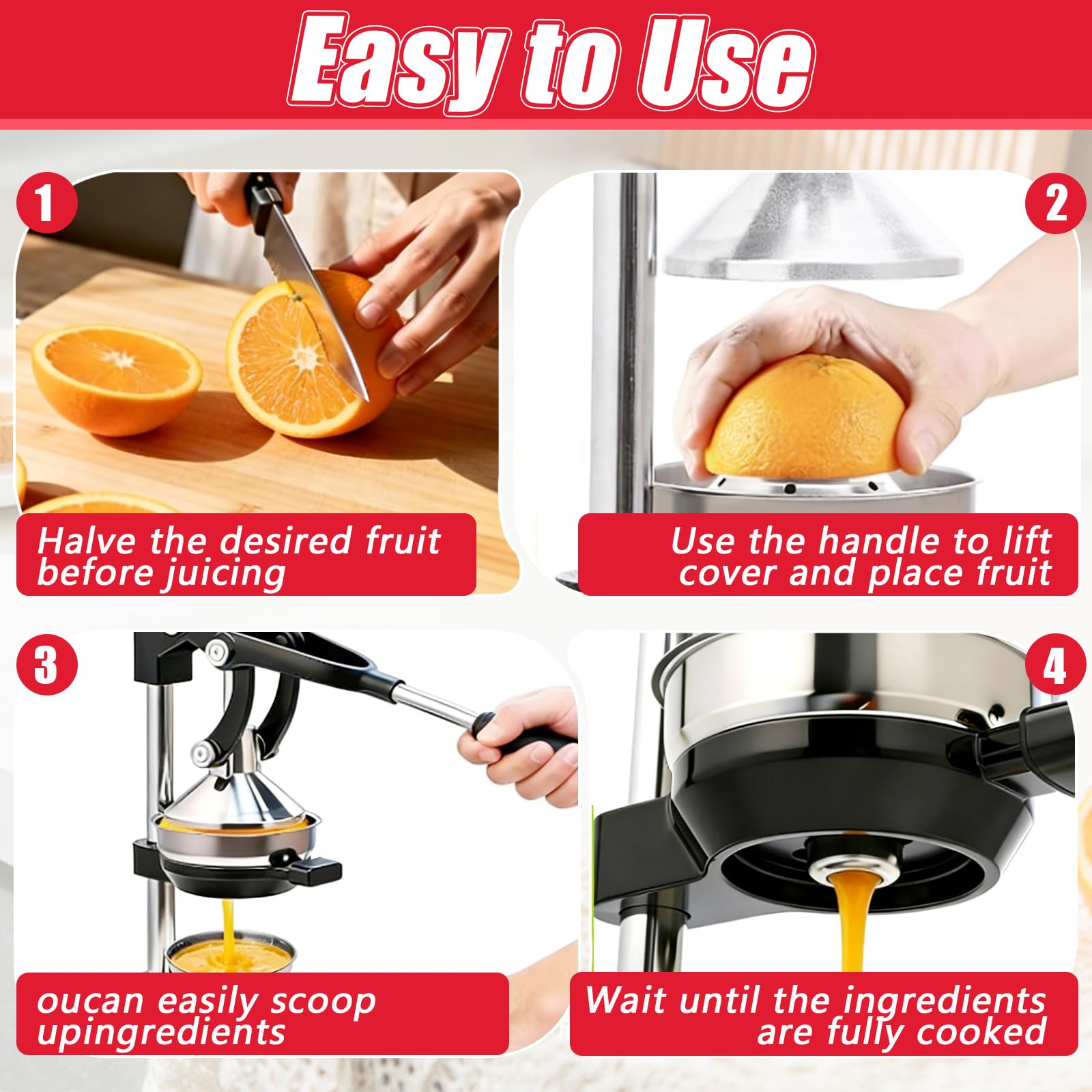 BRGD Exprimidor Manual de Zumo, Prensa de Encimera de Metal con Palanca para Naranjas, Limones y Granadas, Sin Mantenimiento y Potente