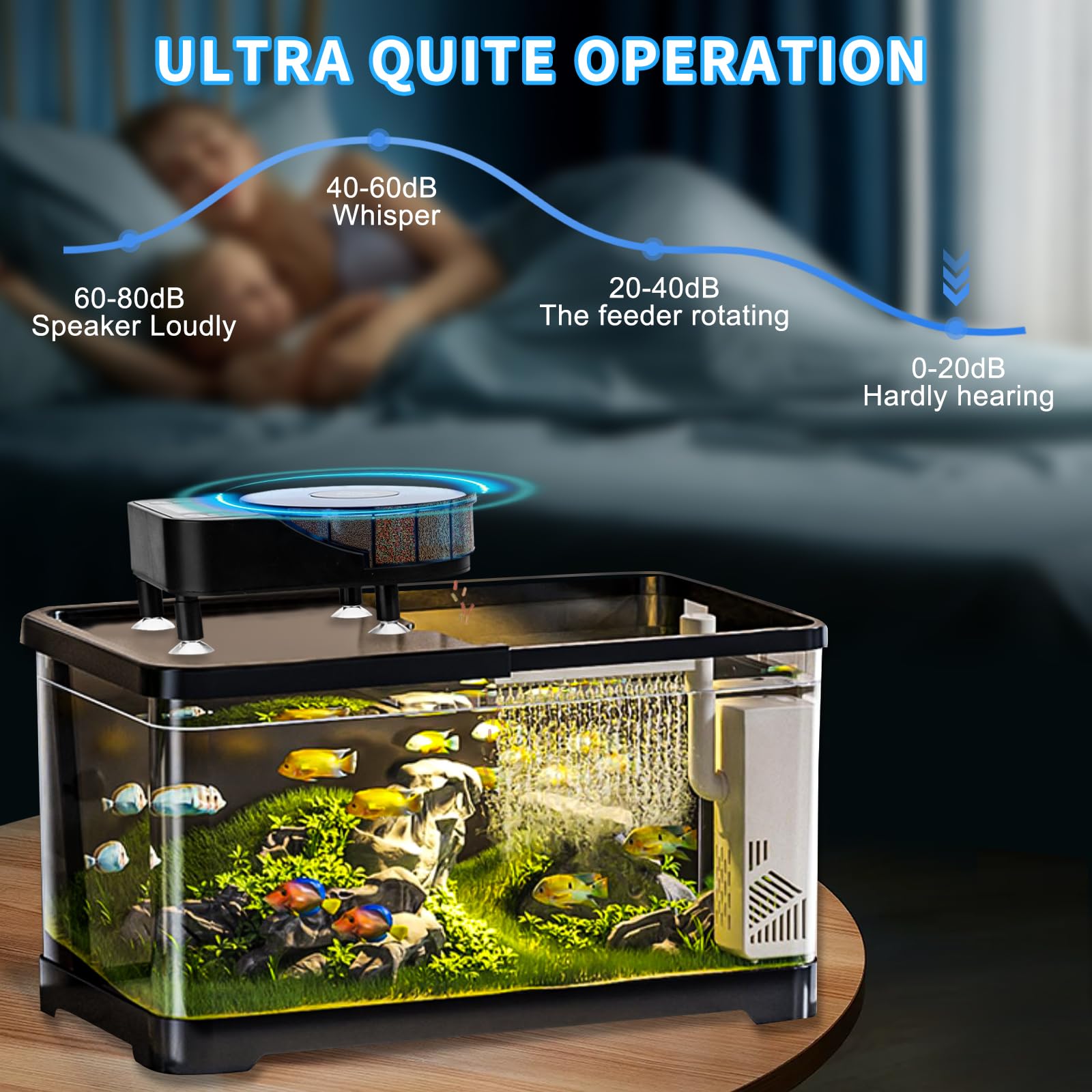 Podazz Distributeur Automatique de Nourriture pour Poissons pour Aquarium - Minuterie Rechargeable - avec Affichage LCD - 15 Flux d'alimentation de Voiture avec Design résistant à l'humidité