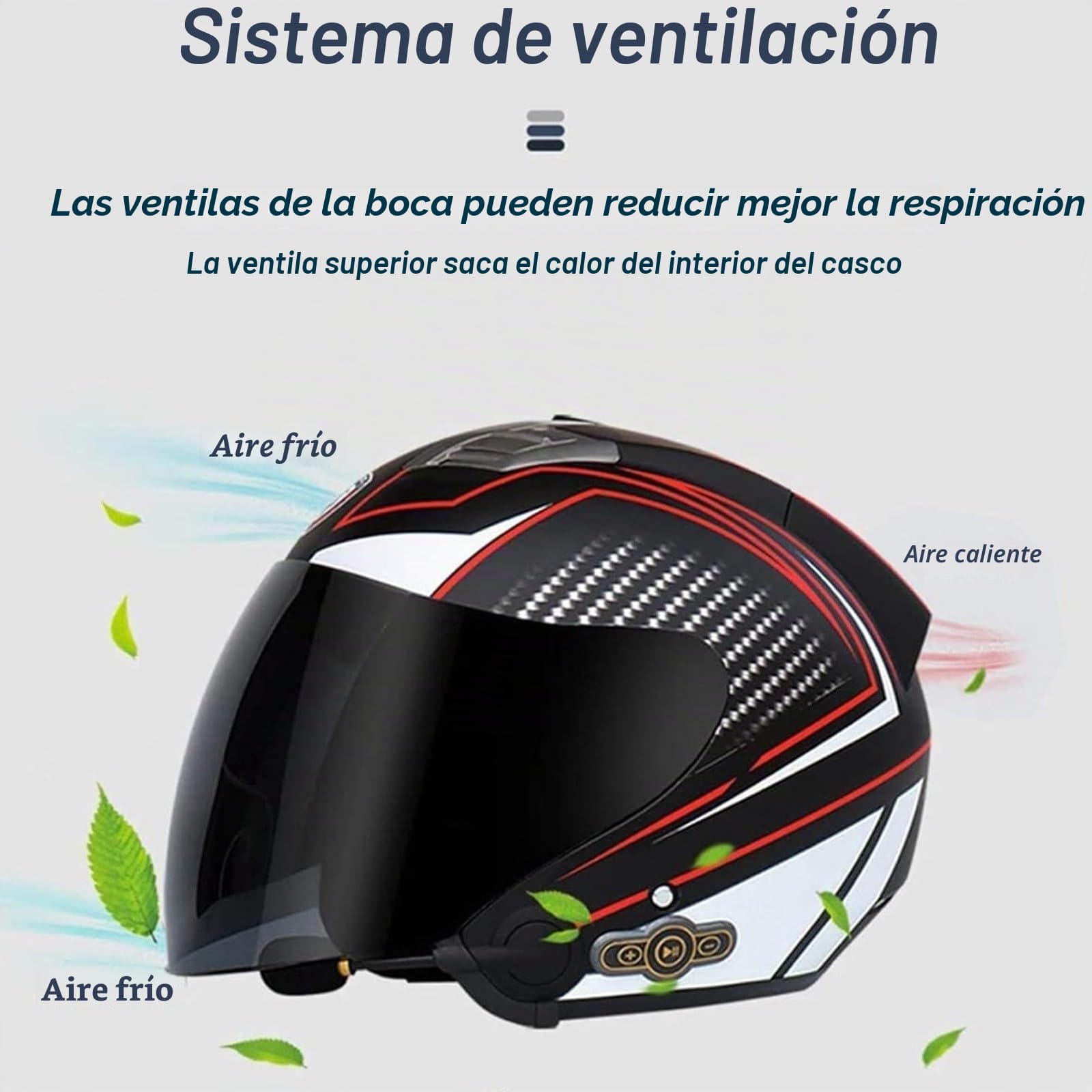 Casco Jet con Bluetooth para motocicleta, certificación ECE, casco con Bluetooth integrado, casco jet para scooter, casco scooter, casco jet para hombre y mujer con doble visera B,L (59-60cm)