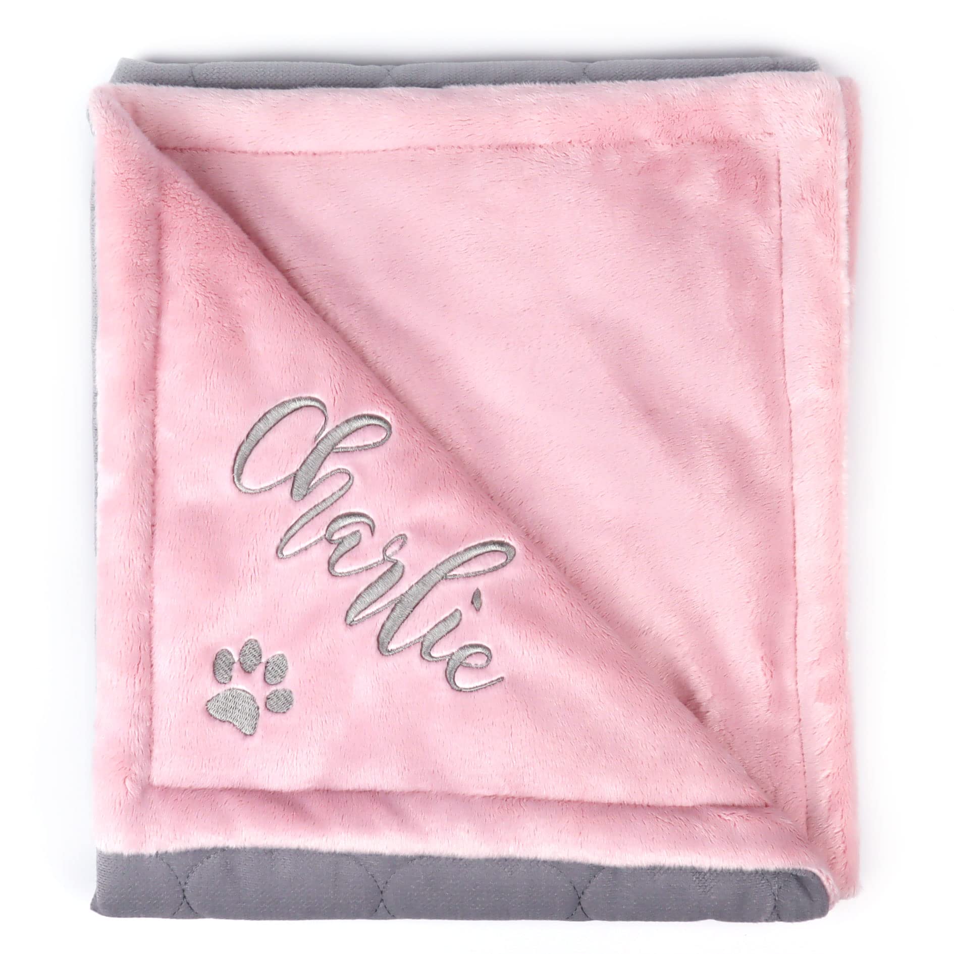 Generisch Personalisierte Hundedecke mit Namen – Premium Kuscheldecke für Hunde & Katzen – Bestickt & Gepolstert – Geschenk für Hundebesitzer, Welpen & Neue Hundeeltern (pink)