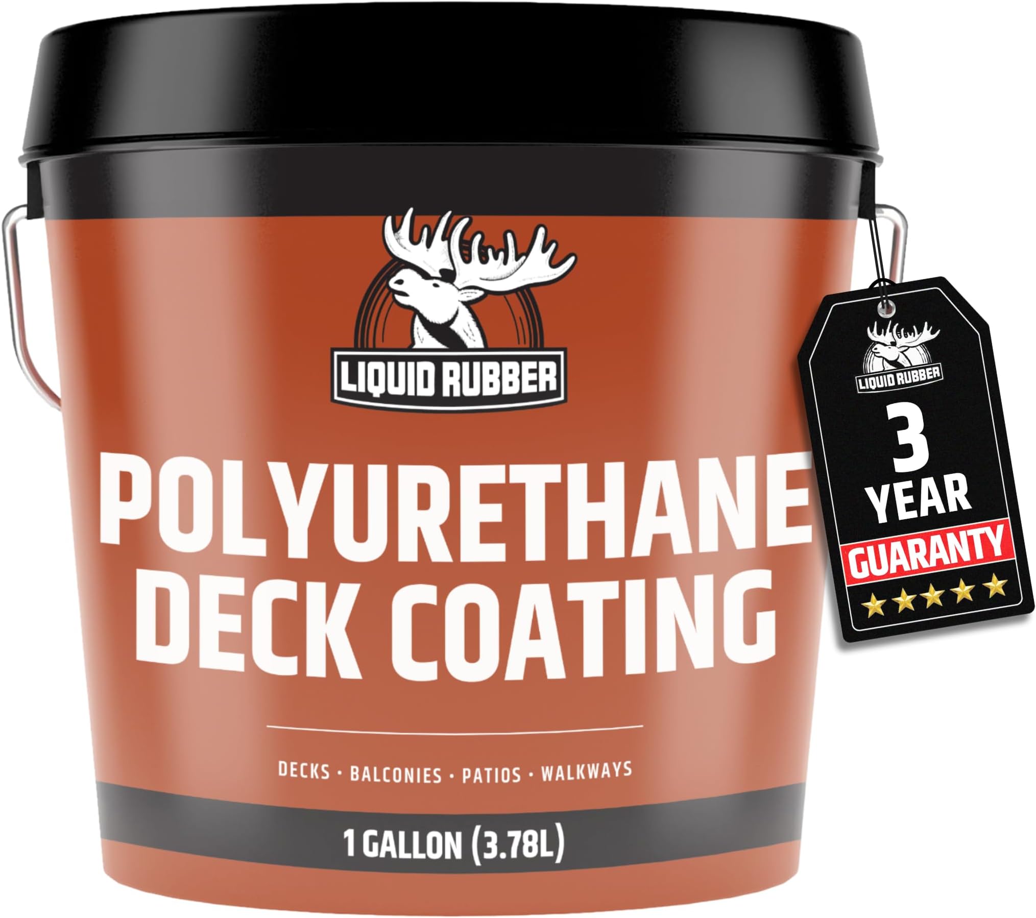 Liquid Rubber Polyurethane Deck Coating – 10X Stronger Than Traditional Deck Paint & Deck Stain – Flexible, Waterproof Sealant for Wood, Concrete & Plywood – Smooth Finish – Stone Gray – 1 Gallon