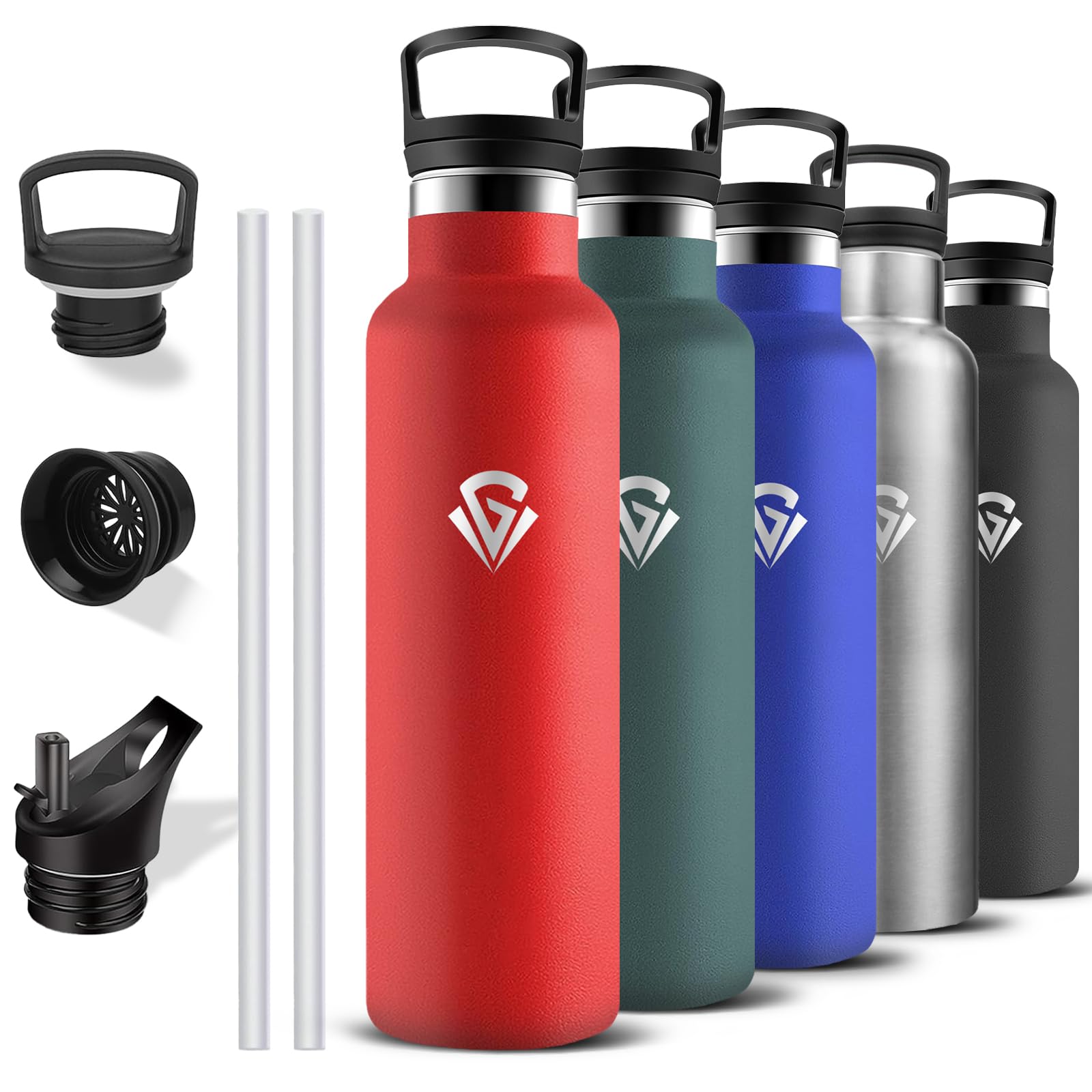 Borraccia Termica, Borraccia 1 litro, Senza BPA, Bottiglia Termica, Senza Perdite, Borracce Termiche, Mantiene Caldo per 12 Ore/Freddo 24 Ore, Borracce Termiche per Fitness, Campeggio, Trekking,