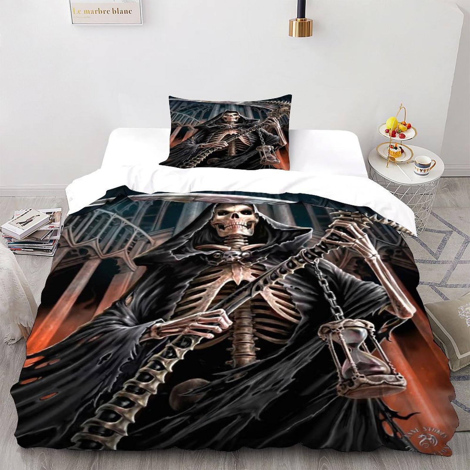 Hourglass Bedding Set 3D Design Gothic Themes Duvet Cover Set Chic Breathable Quilt Cover Suitable for Family, Couple, Children with Pillow Single（135x200cm）