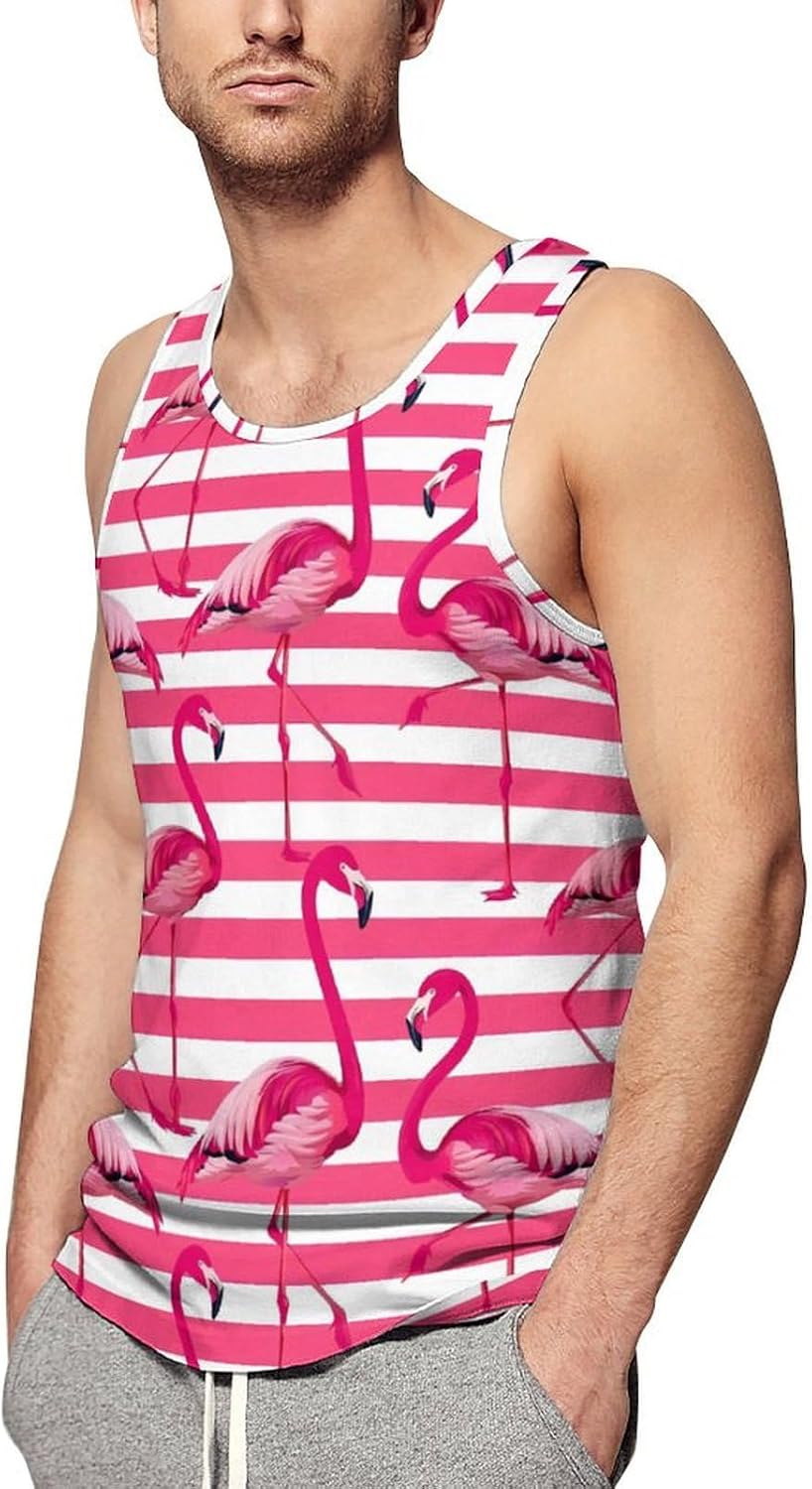 Flamingo Men's Tank Top Sleeveless Muscle Shirts Vest Beach T Shirts for Workout Gym