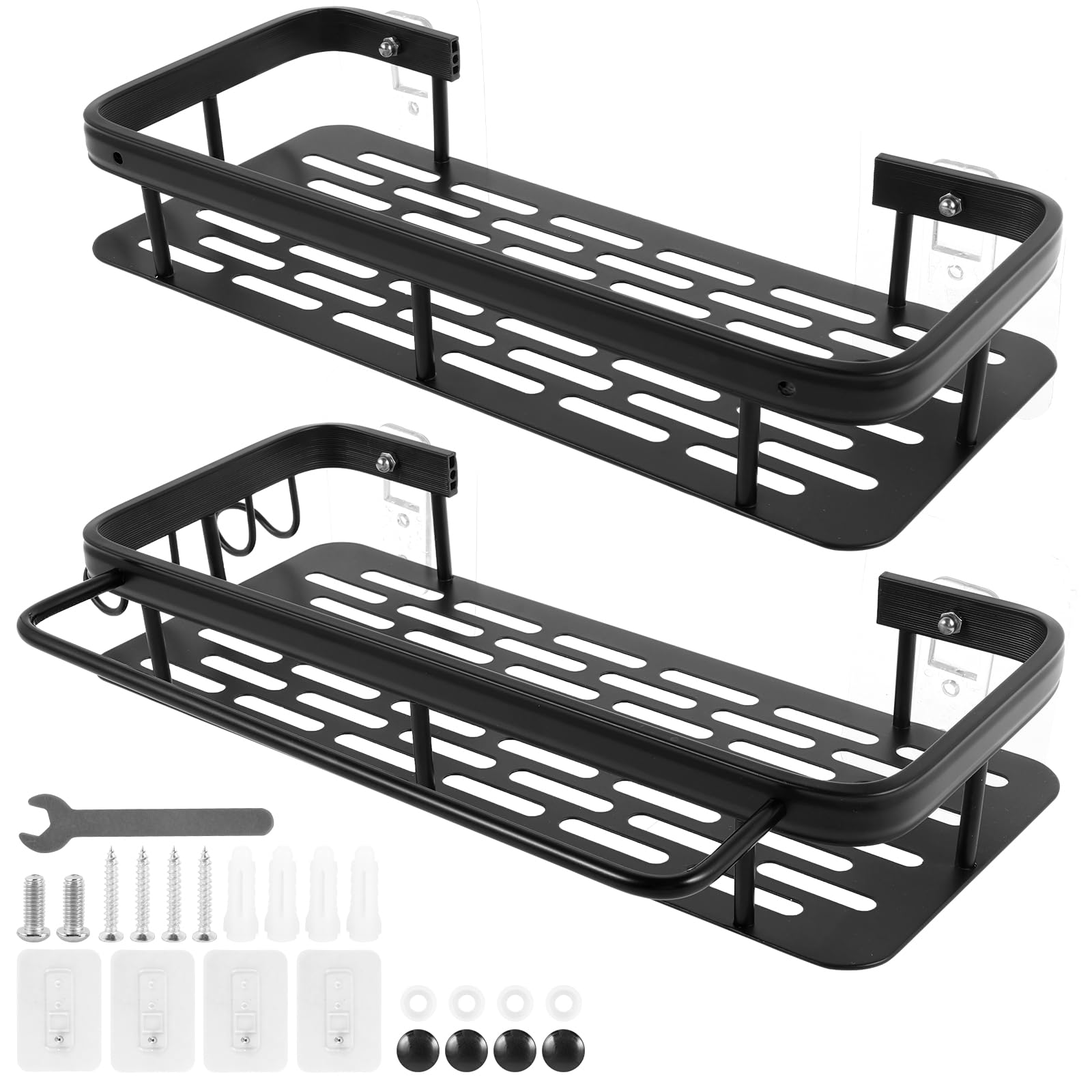 Shower Caddy Hanging Bathroom Organizer Aluminum Alloy Shower Organizer Shower Shelf with Hooks and Rod for Towels No