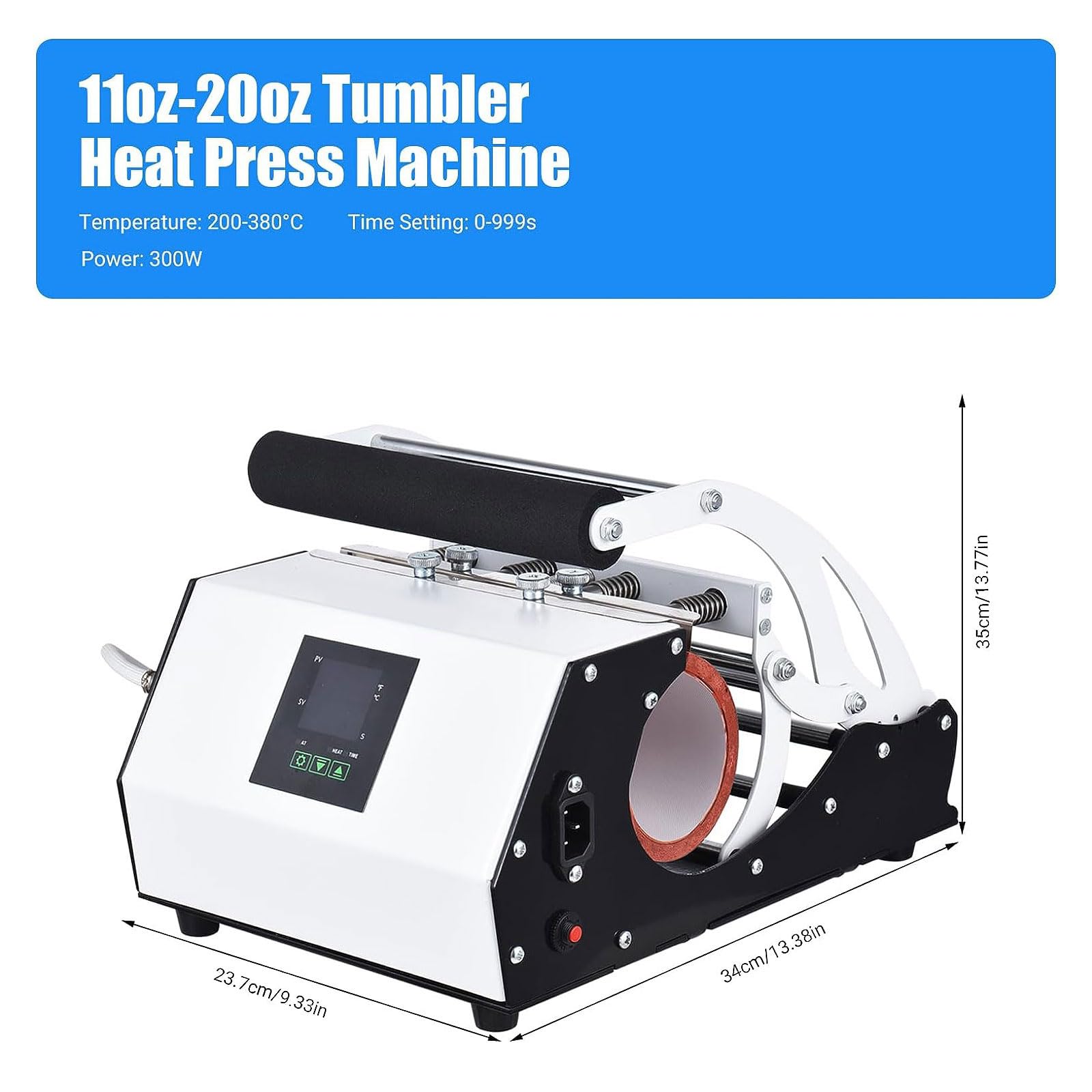 PEIXEN Pressa di Calore da 220 Volt, Stampa a trasferimento Termico di Tazze Fai-da-Te con impostazioni di Temperatura e Tempo per Bicchieri a Tazza Senza Pari, sublimatici, da 11 Oz - 20 Oz White