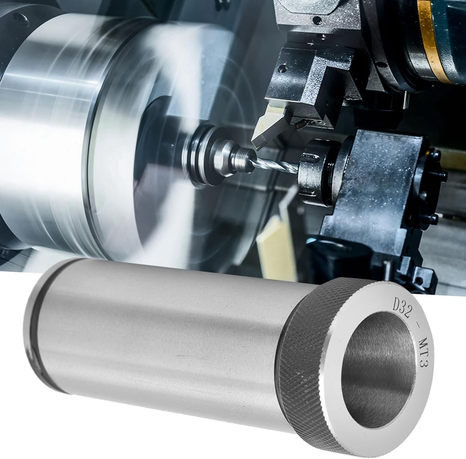 Garosa CNC Lathe Parts Tool Morse Taper Drill Sleeve Reducing Adapter Tool Holder Bushing Steel 40Cr CNC Lathe Milling Socket Adapter for Lathe Milling(D32-MT3)
