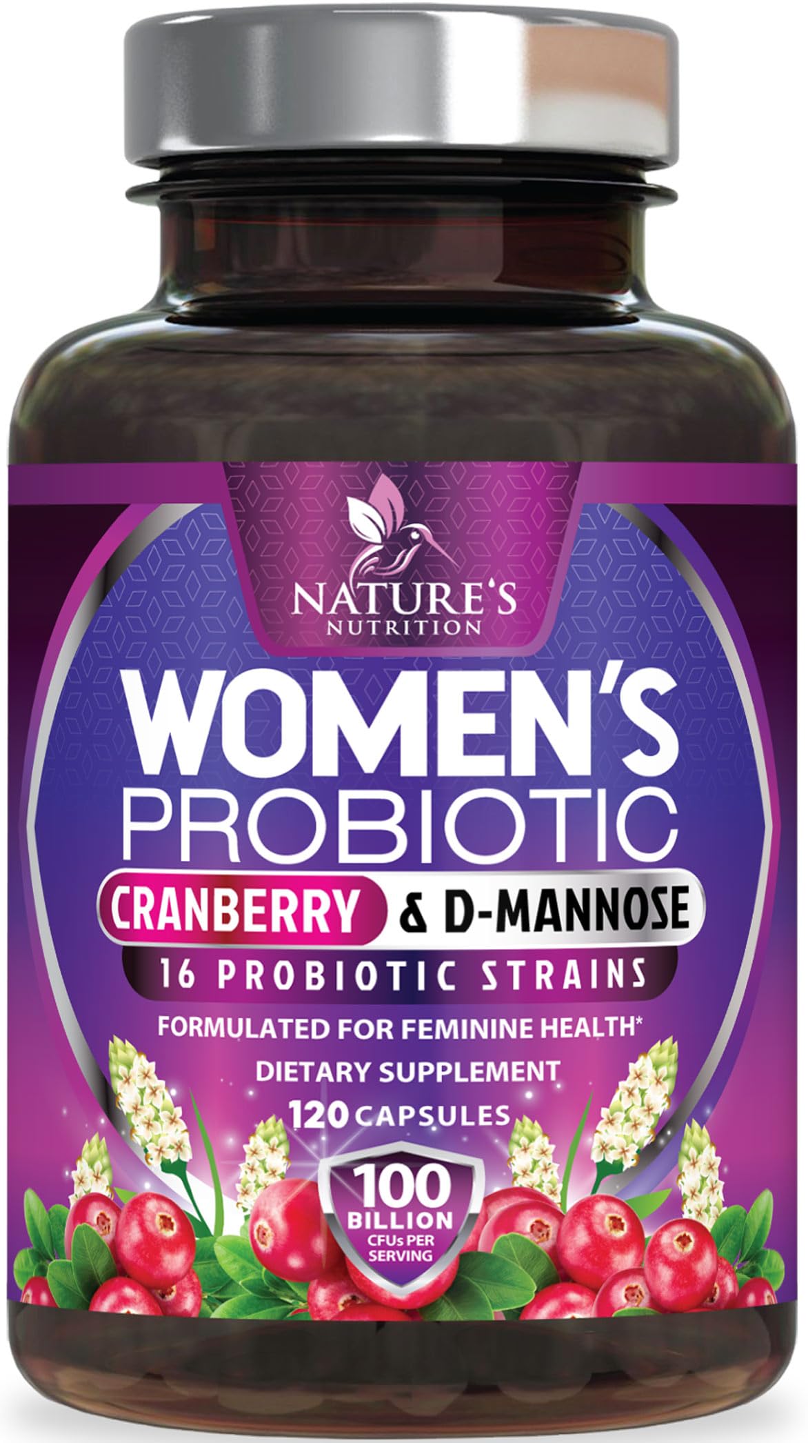 Probiotics for Women 60 Billion CFU - 16 Unique Strains, Prebiotics Cranberry & Lactobacillus, PH Balance, Digestive & Gut Health, Vaginal & Immune Support, Women's Probiotic - 120 Vegan Capsules