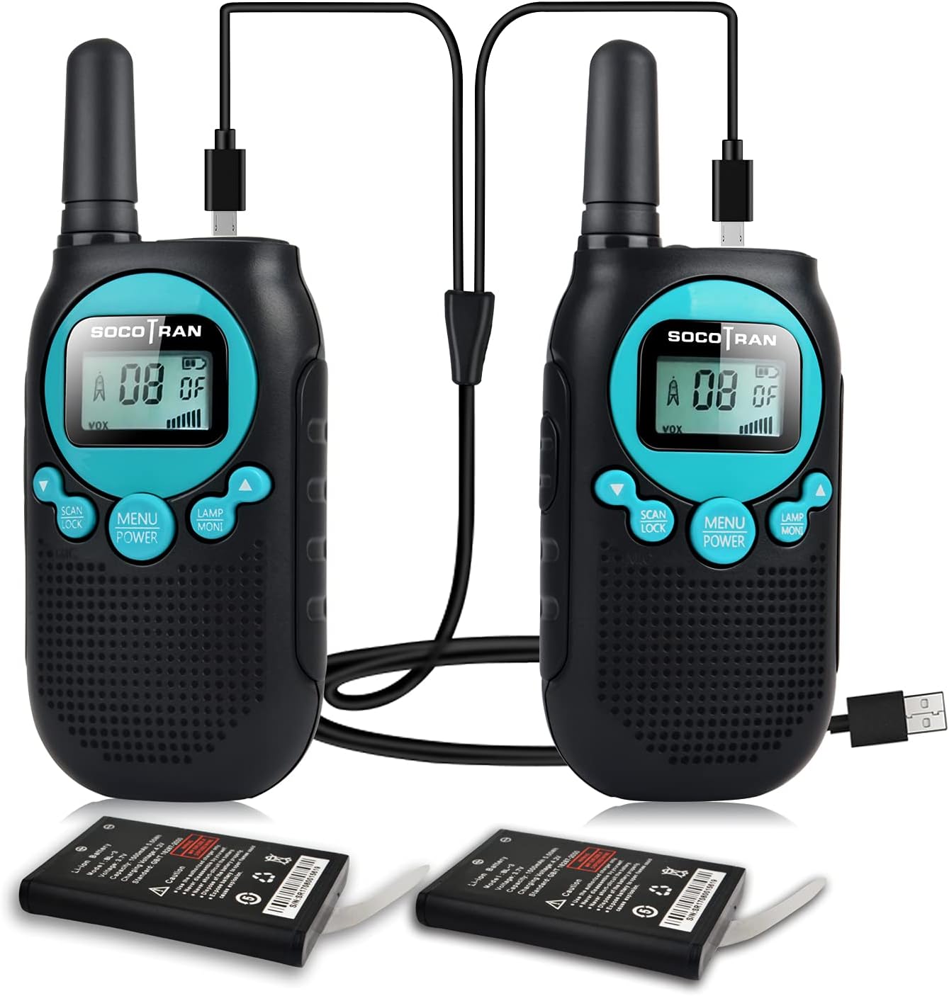 Walkie Talkie Rechargeable Long Range Two Way Radio PMR446 Walky Talky License-Free Walkie Talkies Best Gift for Boys & Girls Hiking Skiing 0.5W 8CH VOX PTT with Li-ion Battery & Privacy Code