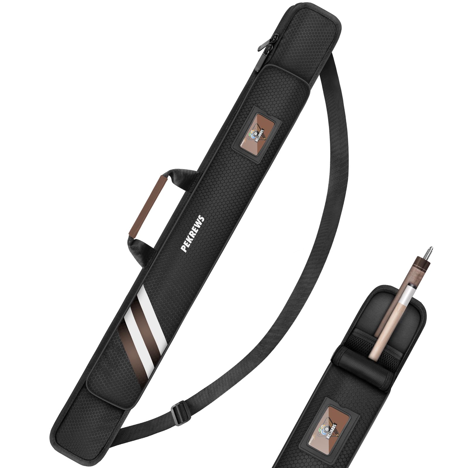 PEKREWS Pool Cue Case, 1x1 Soft Pool Stick Bag with Accessory Pocket