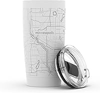 Vista 85 de Well Told Vaso de café aislado con mapa de Washington DC grabado, taza de acero inoxidable grabada (20 onzas, blanco) con aislamiento de mapa