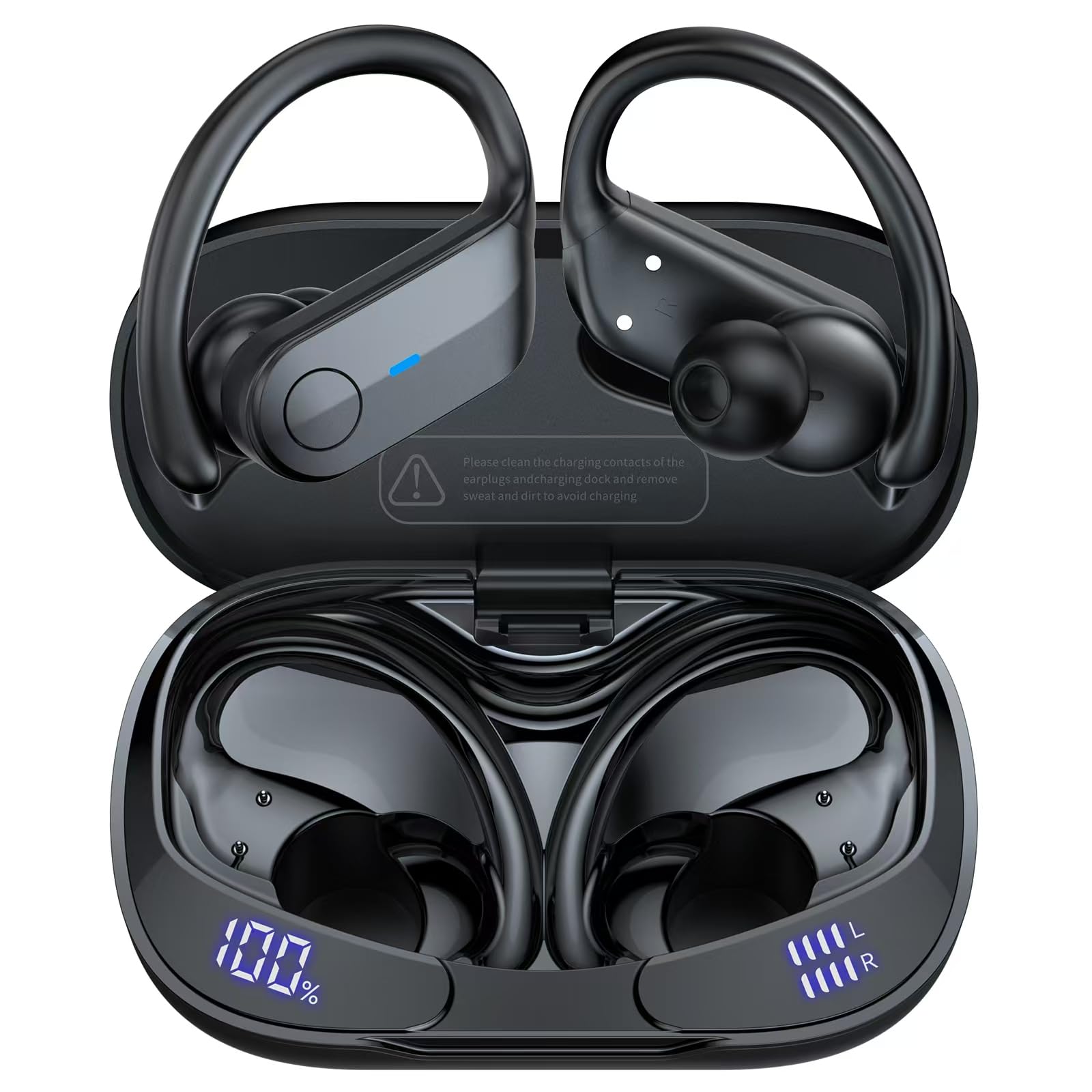 Wireless Earbuds Bluetooth Headphones 75Hrs Playtime Sport Earbuds Noise Cancellation HiFi Stereo Sound with LED Dispaly, IPX7 Waterproof Bluetooth