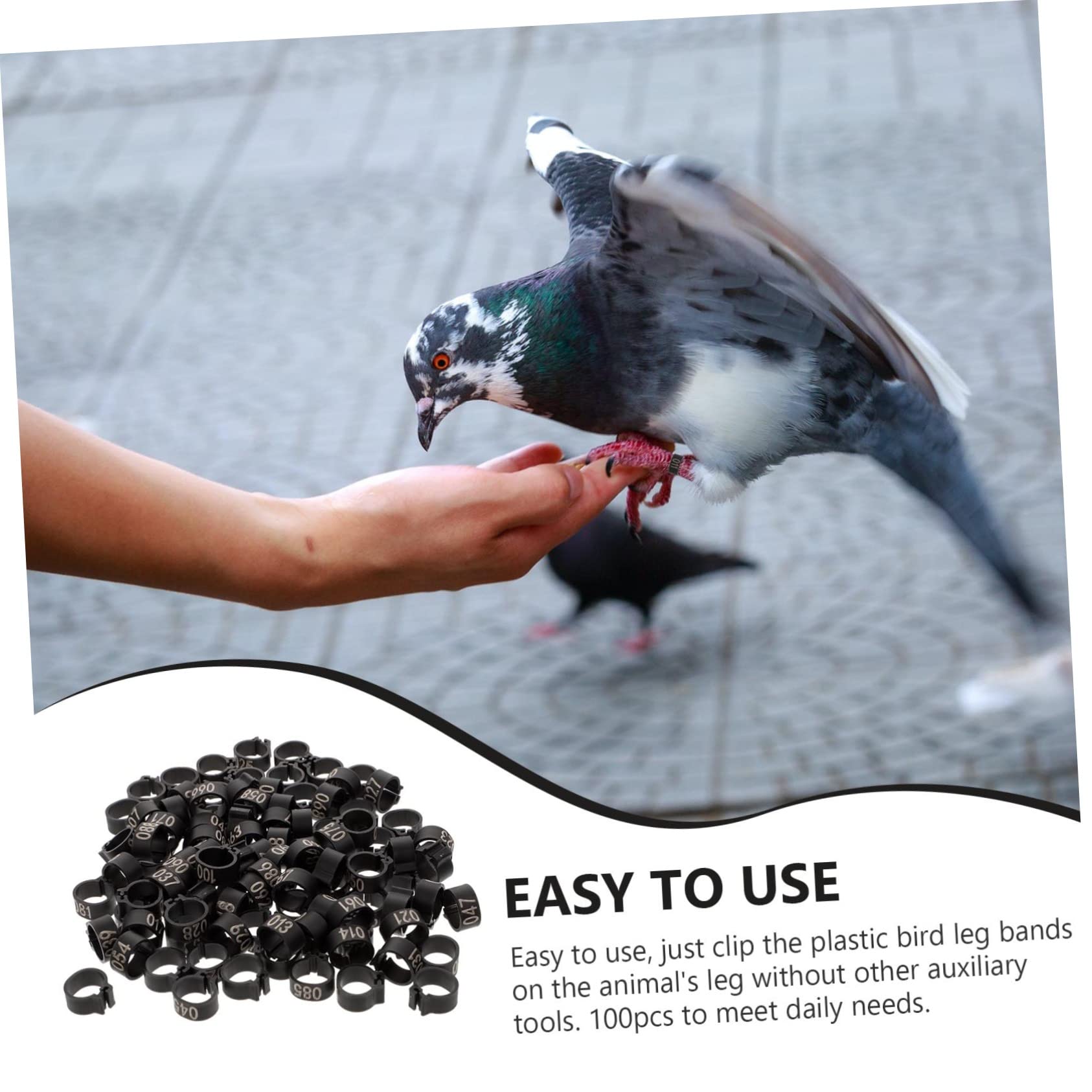 GALPADA 100Pcs Pigeon Foot Identification Rings Durable Leg Bands for Birds Easy to Use Compact Clip Rings for Poultry and Pigeon Supplies