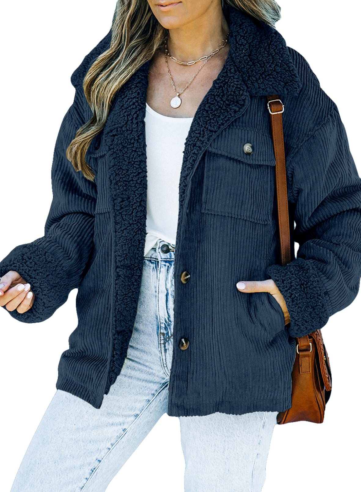 Corduroy Sherpa Corduroy Winter Jacket Womens Women's Sherpa Lined