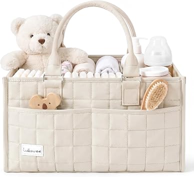 Baby Diaper Caddy Organizer, Portable Nursery Storage Basket with Handle