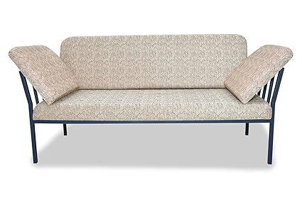 SIYA ART Iron Frame 3 Seater Sofa Set with Velvet Printed Cushion for Living Room Home Furniture for Office Outdoor (Black)