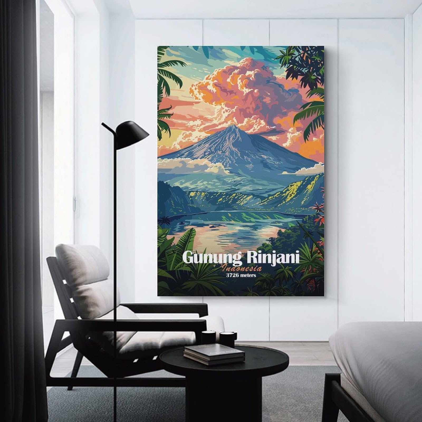 Junmoney Unframe-Style-1 Gunung Rinjani, Indonesia Decorative Canvas Print, 24X36inch(60X90cm), For Contemporary Homes, Apartments Or Offices, Home Artwork For Modern Interiors