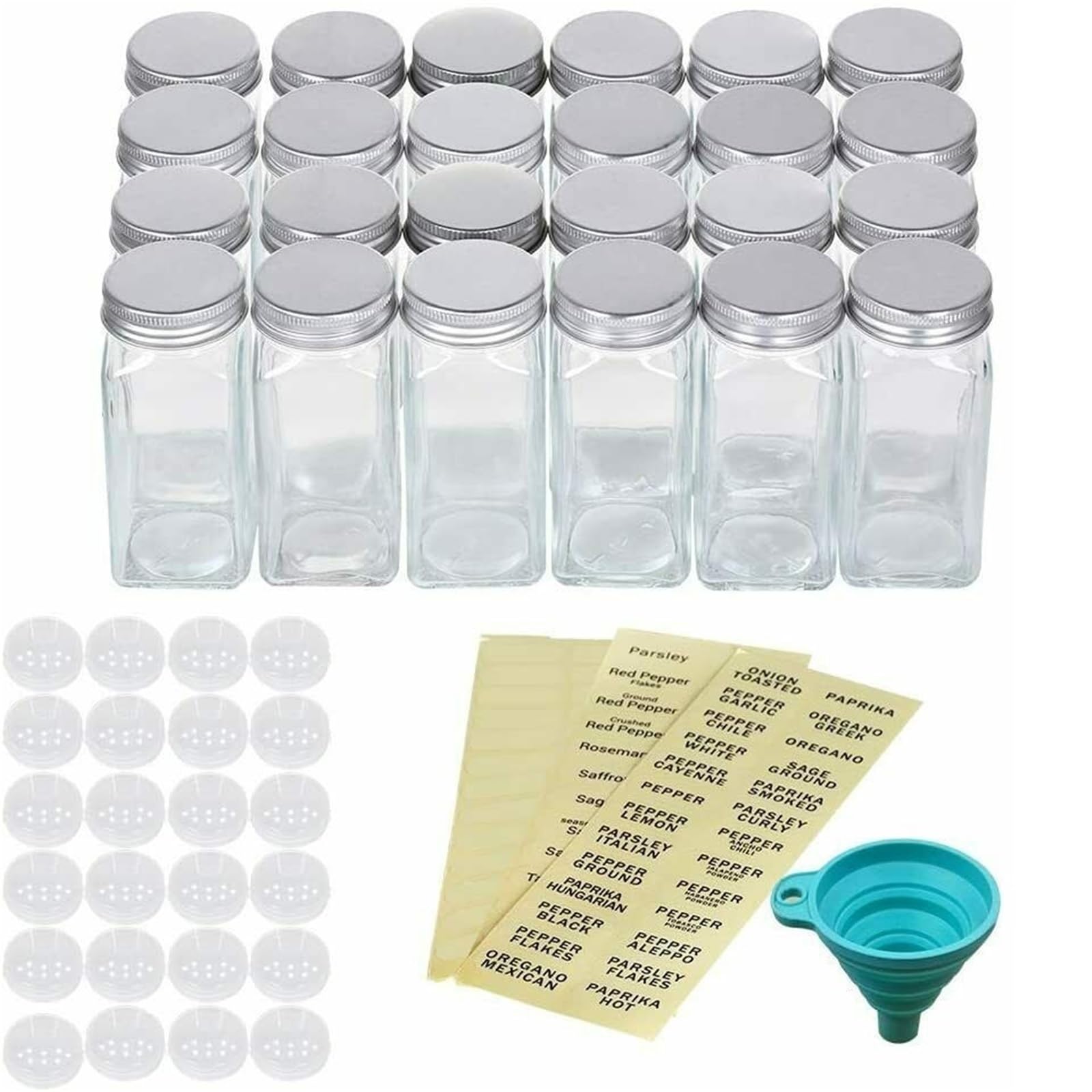 Barattoli Spezie 24 bottiglie di condimento for la cucina domestica con etichette for un facile accesso e pulizia