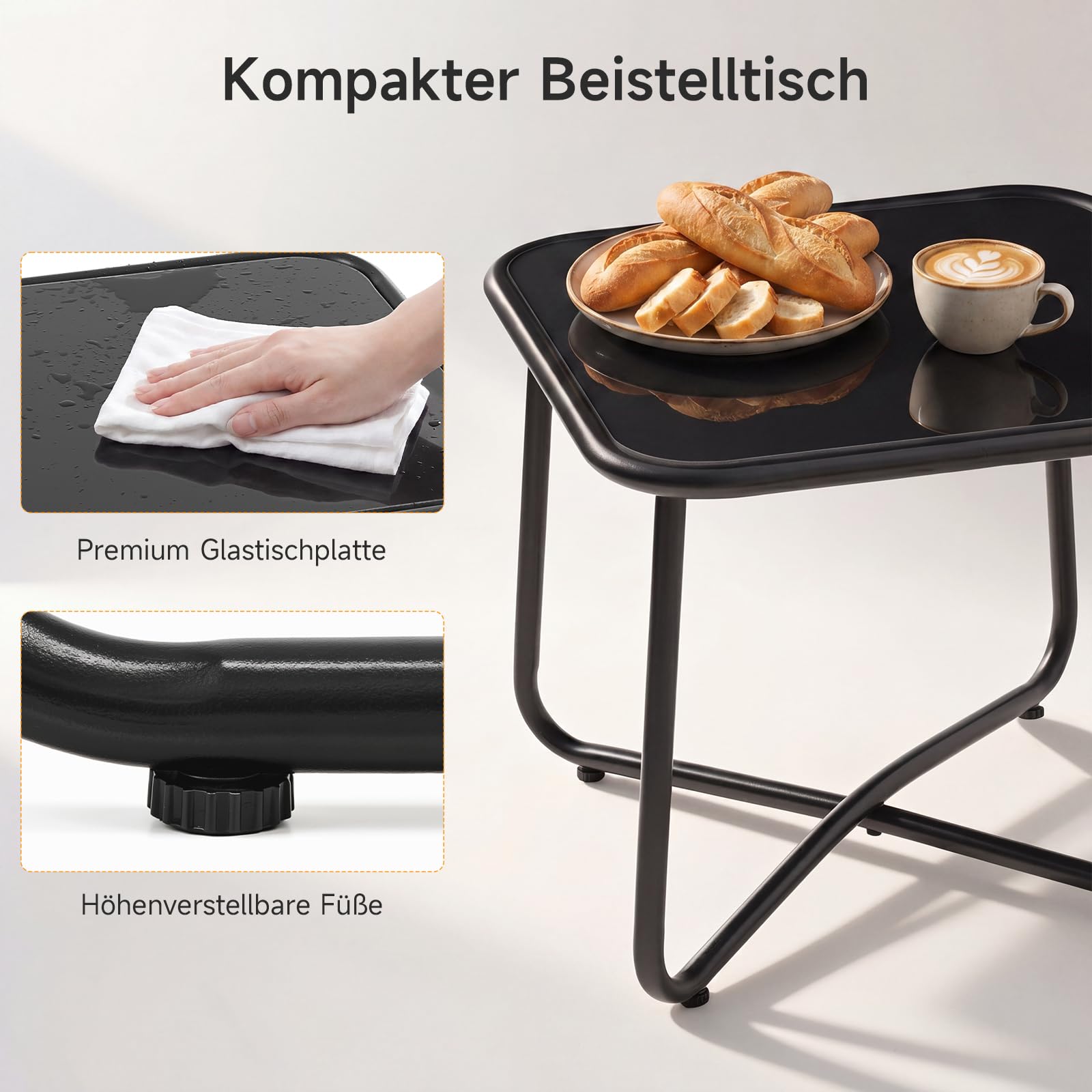 Gartenmöbel Set 3-teilig – Balkonmöbel mit 2 Schaukelstühlen Outdoor und Tisch, Balkonmöbel Set für kleinen Balkon, Outdoor Möbel wetterfest, Textilene Sitzgruppe für Terrasse & Garten