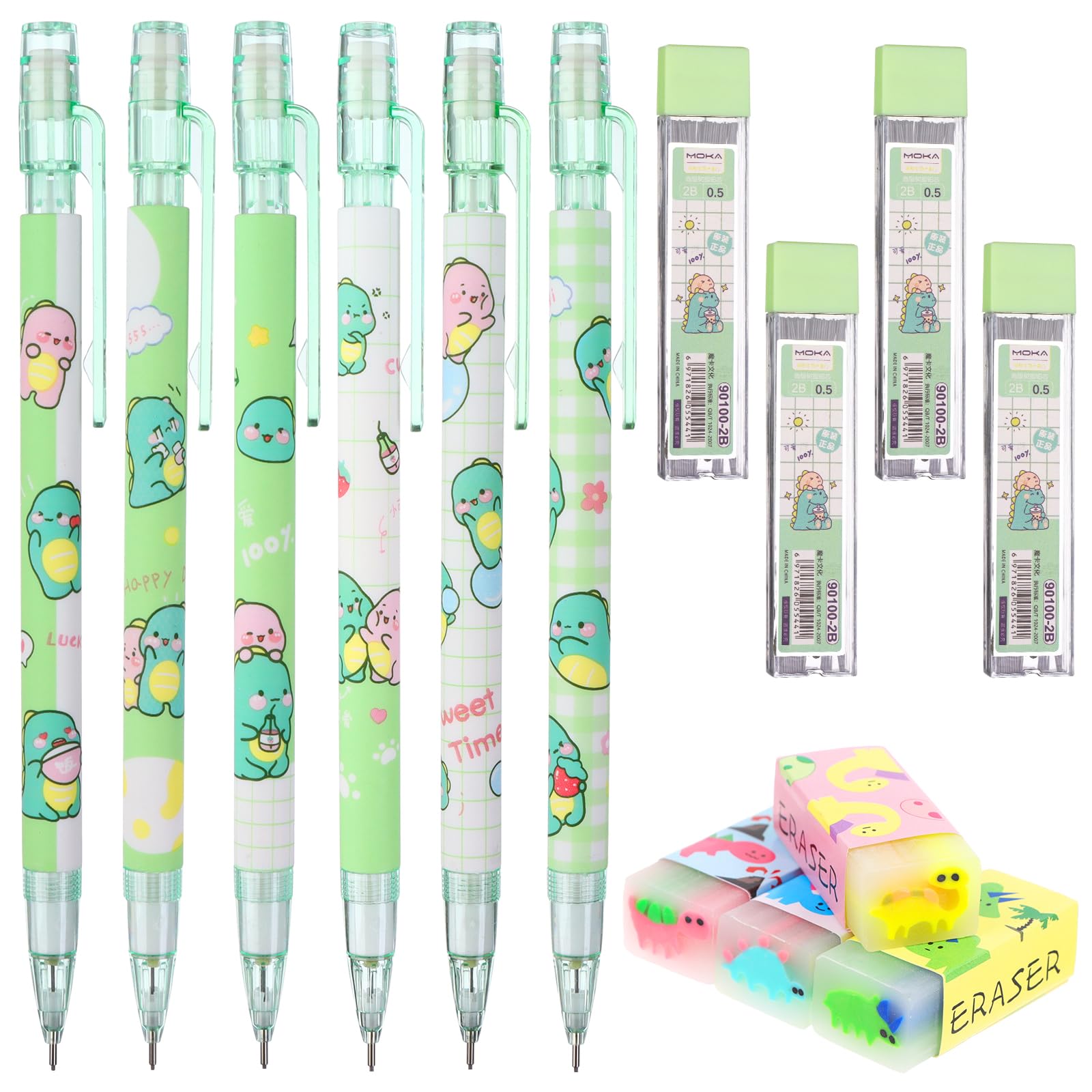 OFFCUP Matite Meccaniche Set, 4pz 0.5mm Portamine in Metallo, Art Matite Portamine con 4 Tubo HB Mine, 2 Gomma Art con Mine per Artista Studenti Bambino Disegno Scrittura Schizzi