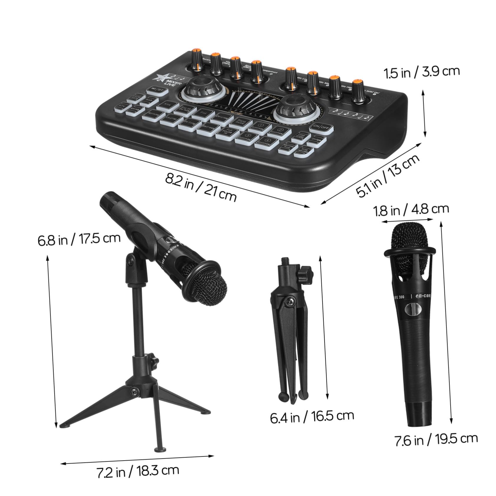 E300 Doppelmikrofon X3 Audiomixer Satz für Podcast und Dj | Schwarz, Metall Kunststoff, 1 Satz, für Streaming und Einsteiger, mit Stimmverzerrer