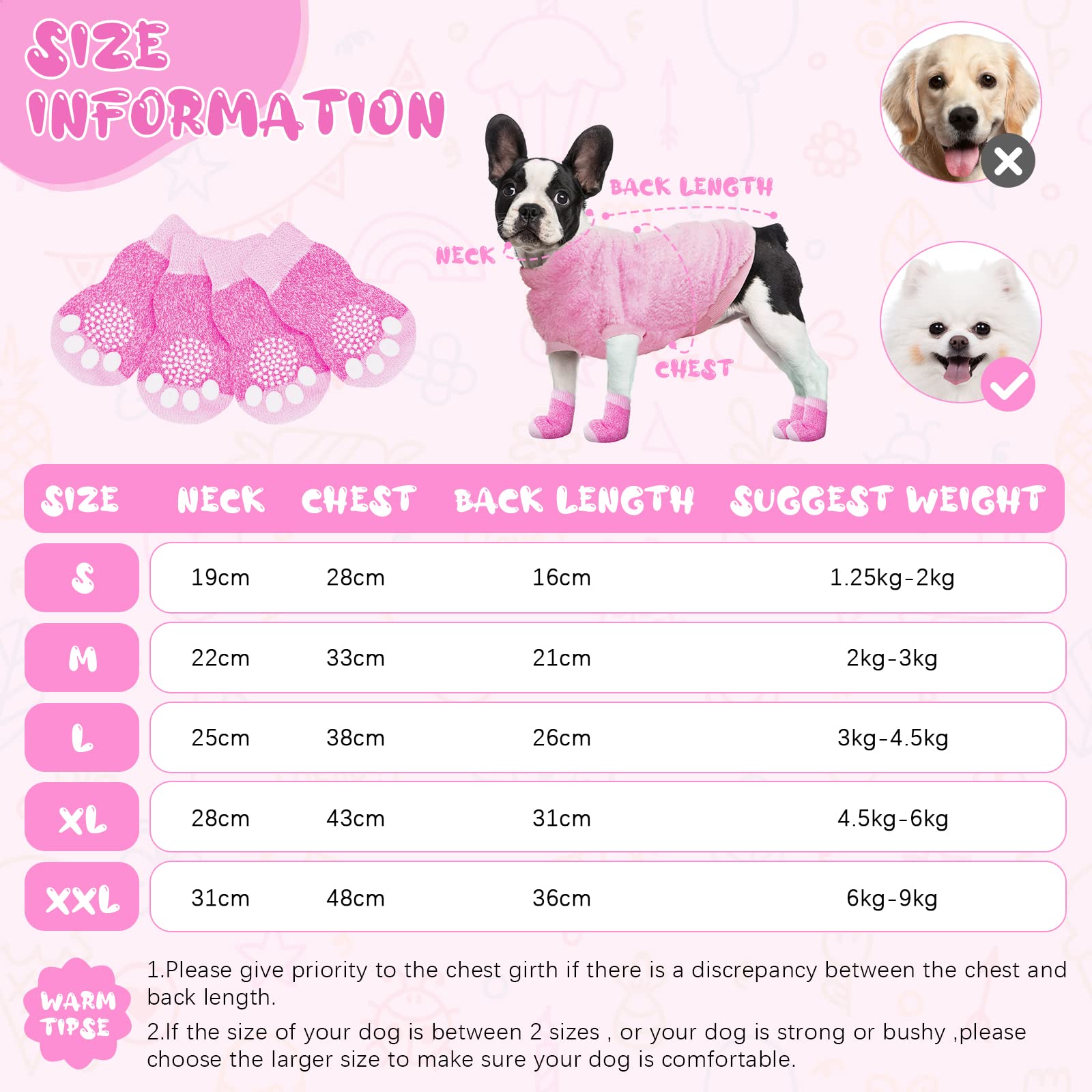 vsshe Dog Sweater, Fashion Pet Winter Clothes Socks Set, Soft Warm Dog Cat Jumper - Image 3